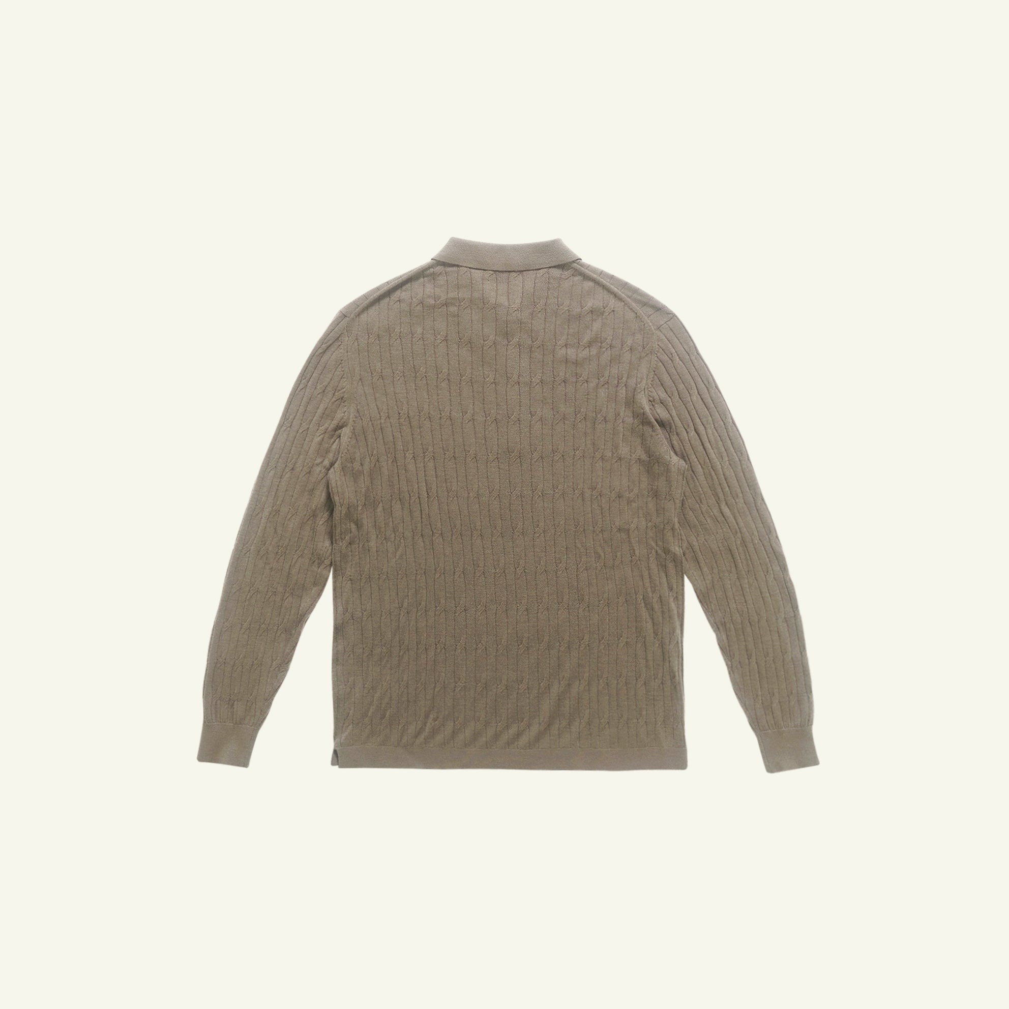 Merino Cable Knit Polo - Stone