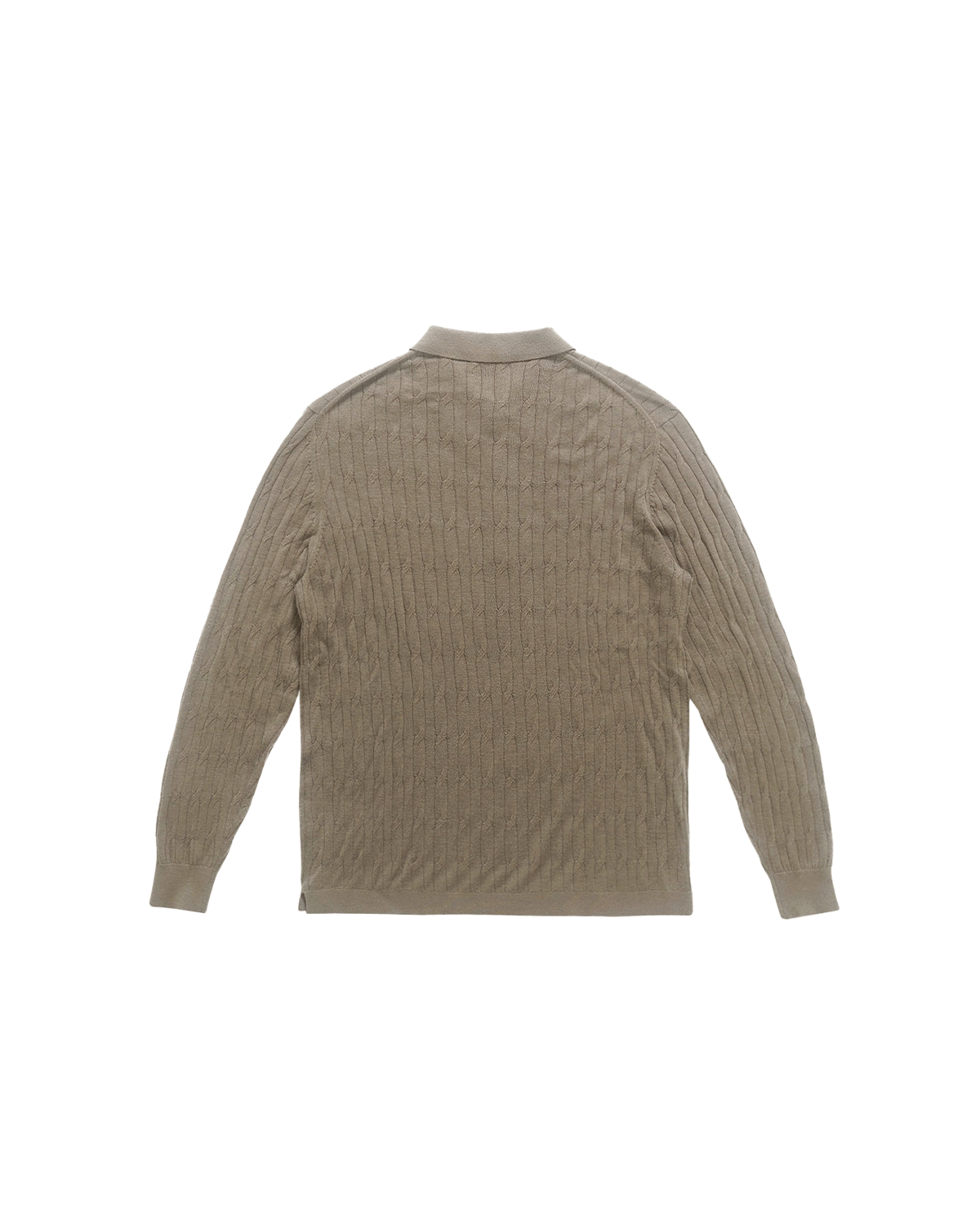 Merino Cable Knit Polo - Stone