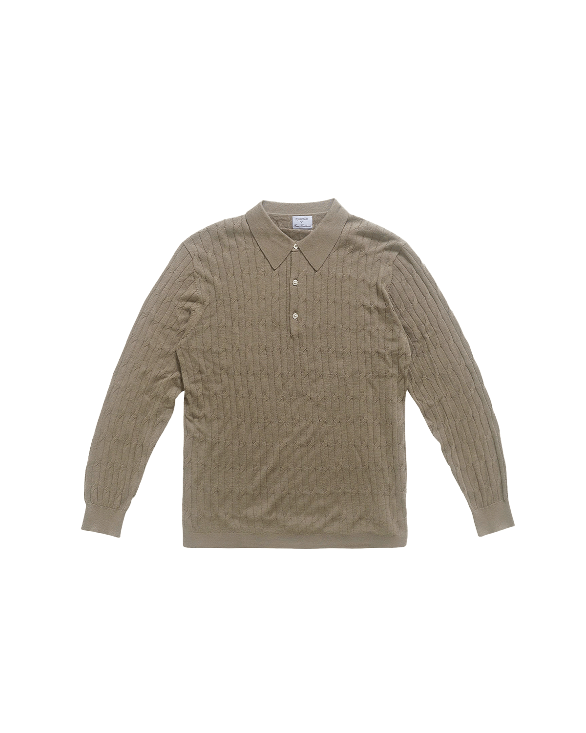 Merino Cable Knit Polo - Stone