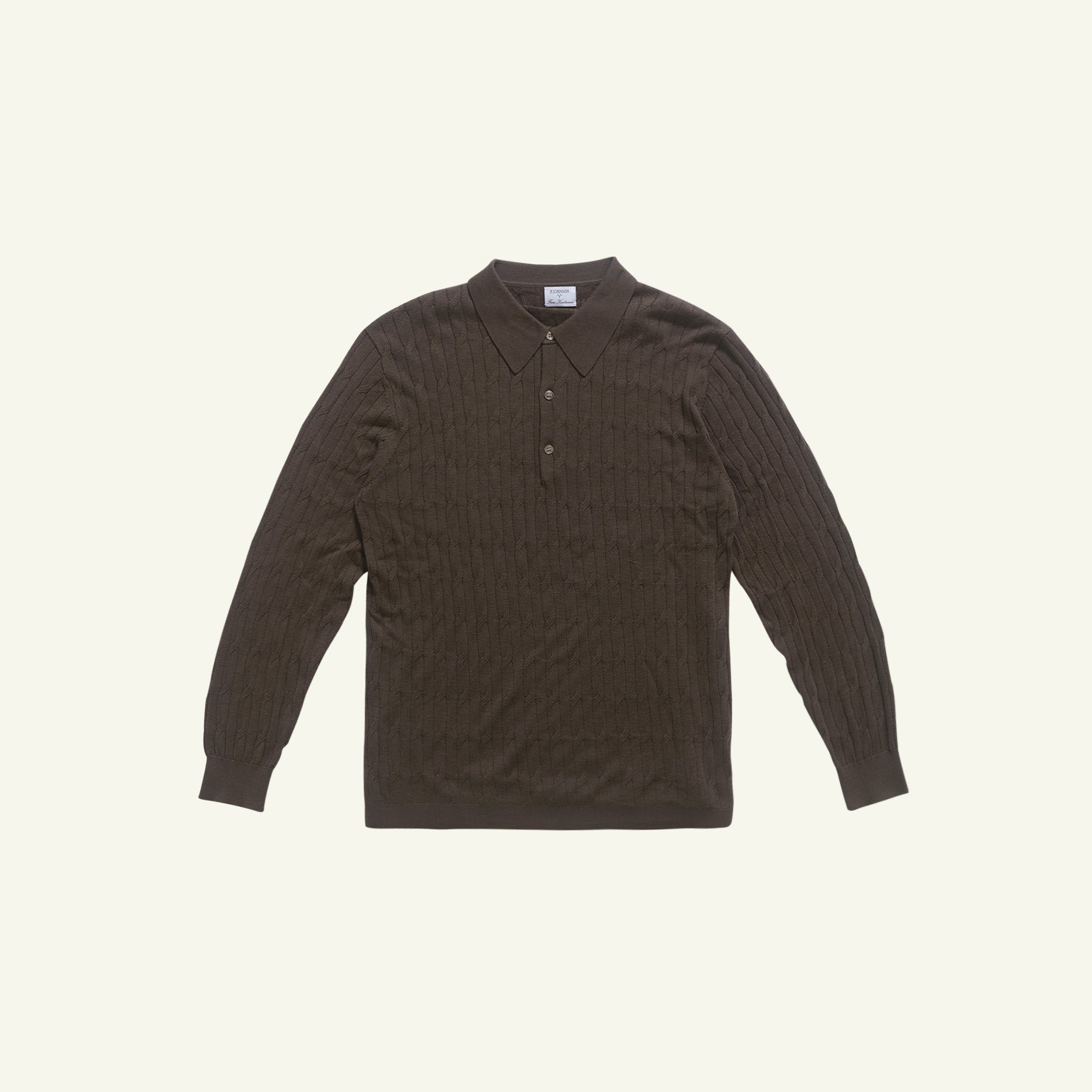Merino Cable Knit Polo - Moss