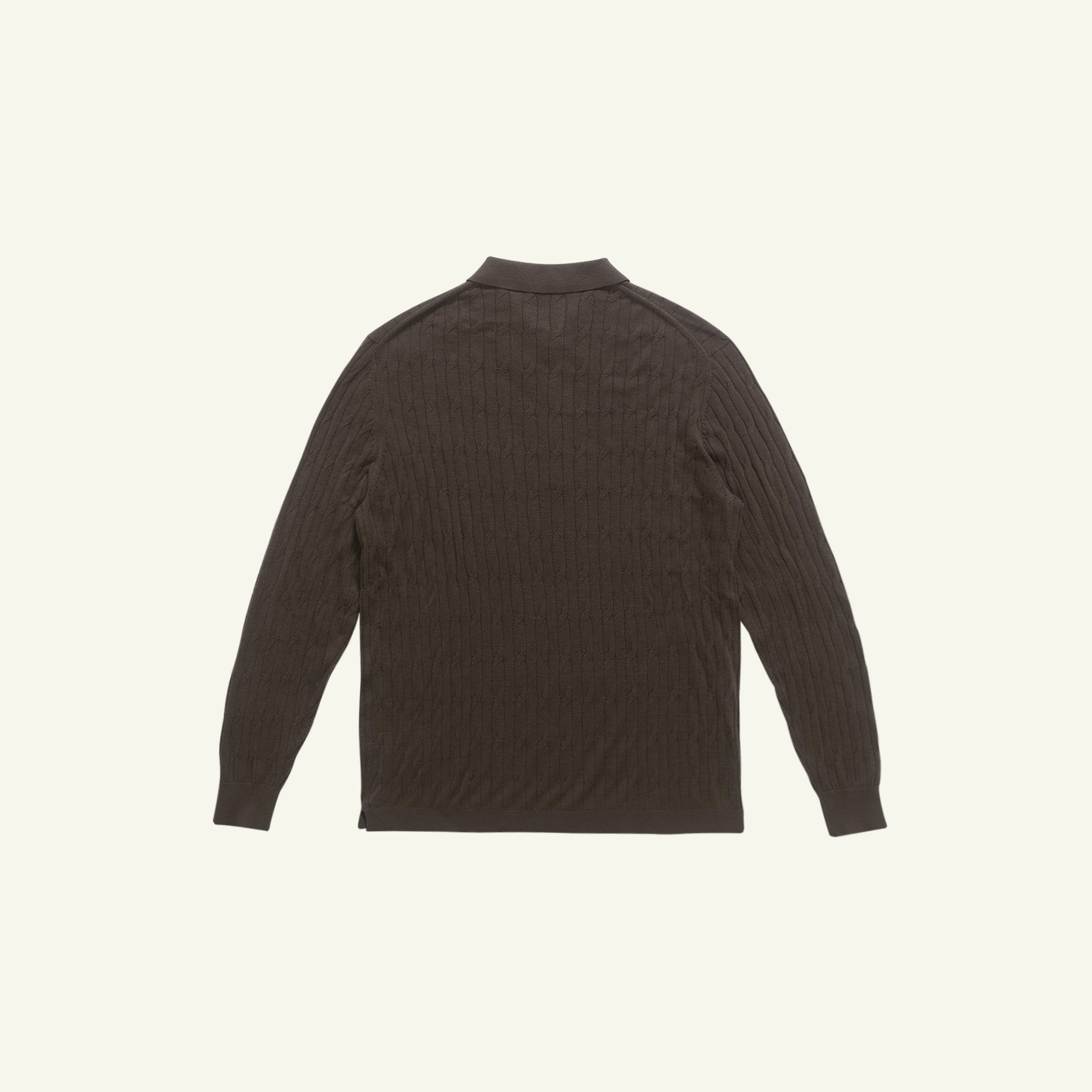 Merino Cable Knit Polo - Moss