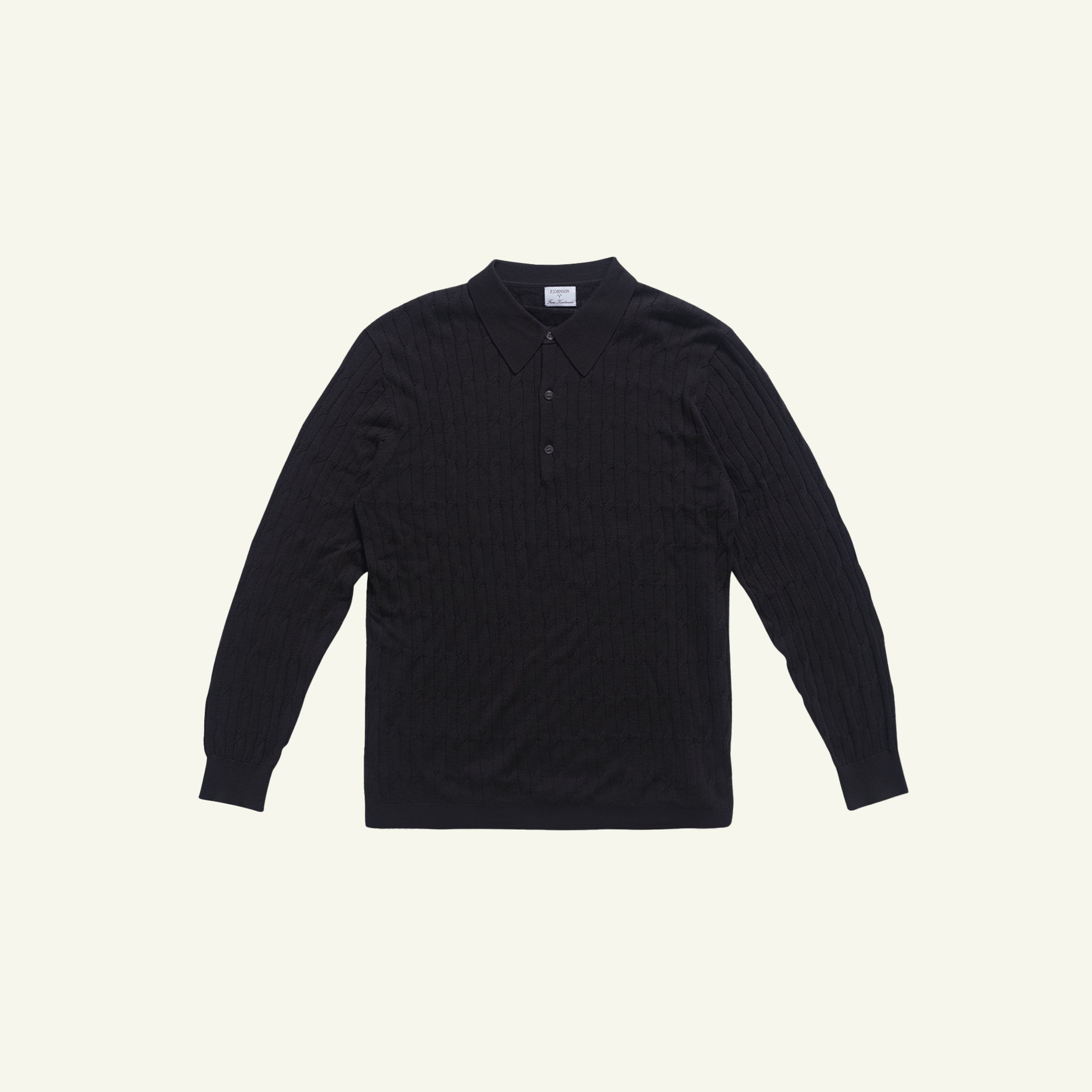 Merino Cable Knit Polo - Navy
