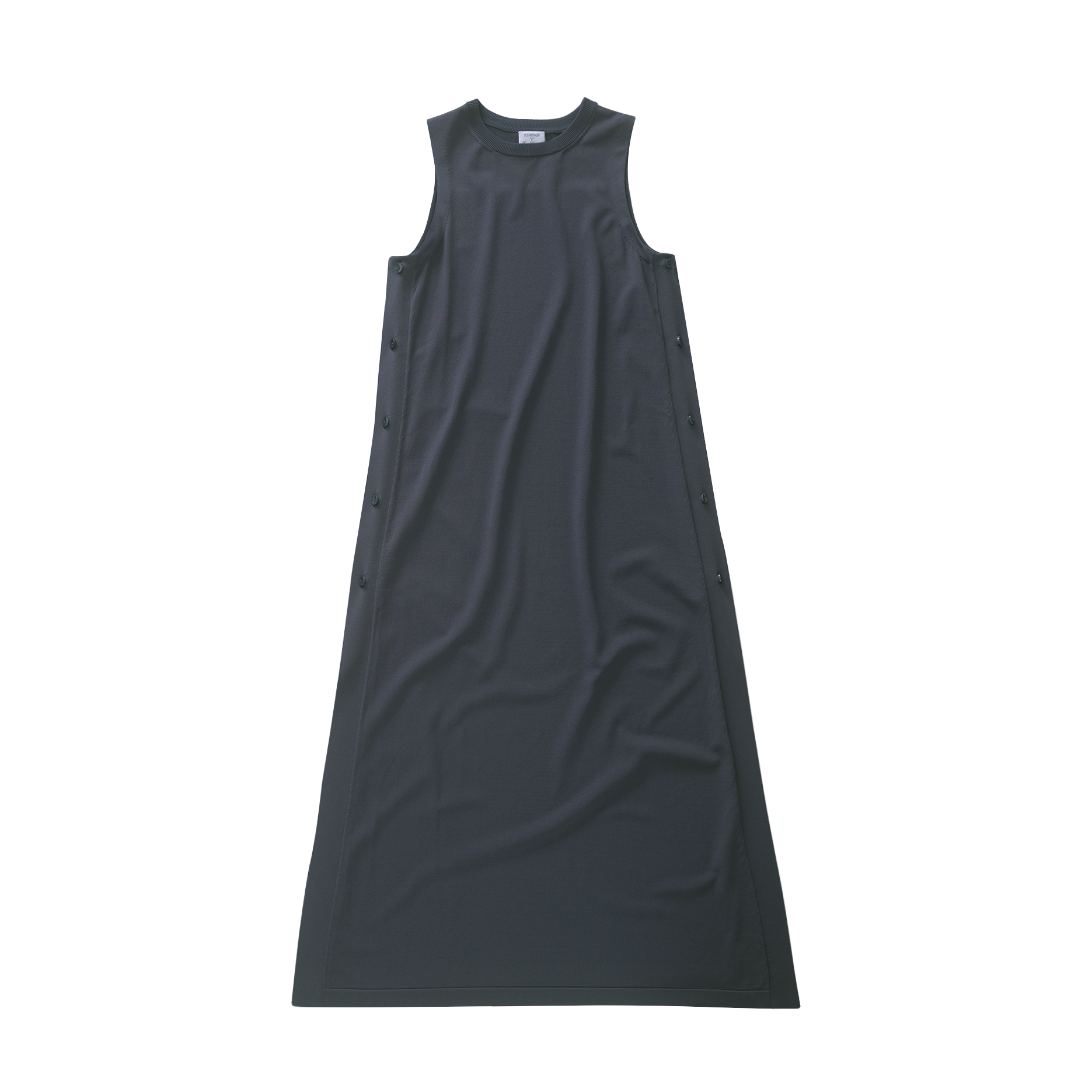 Crepe Knit Button Dress - Oily Blue