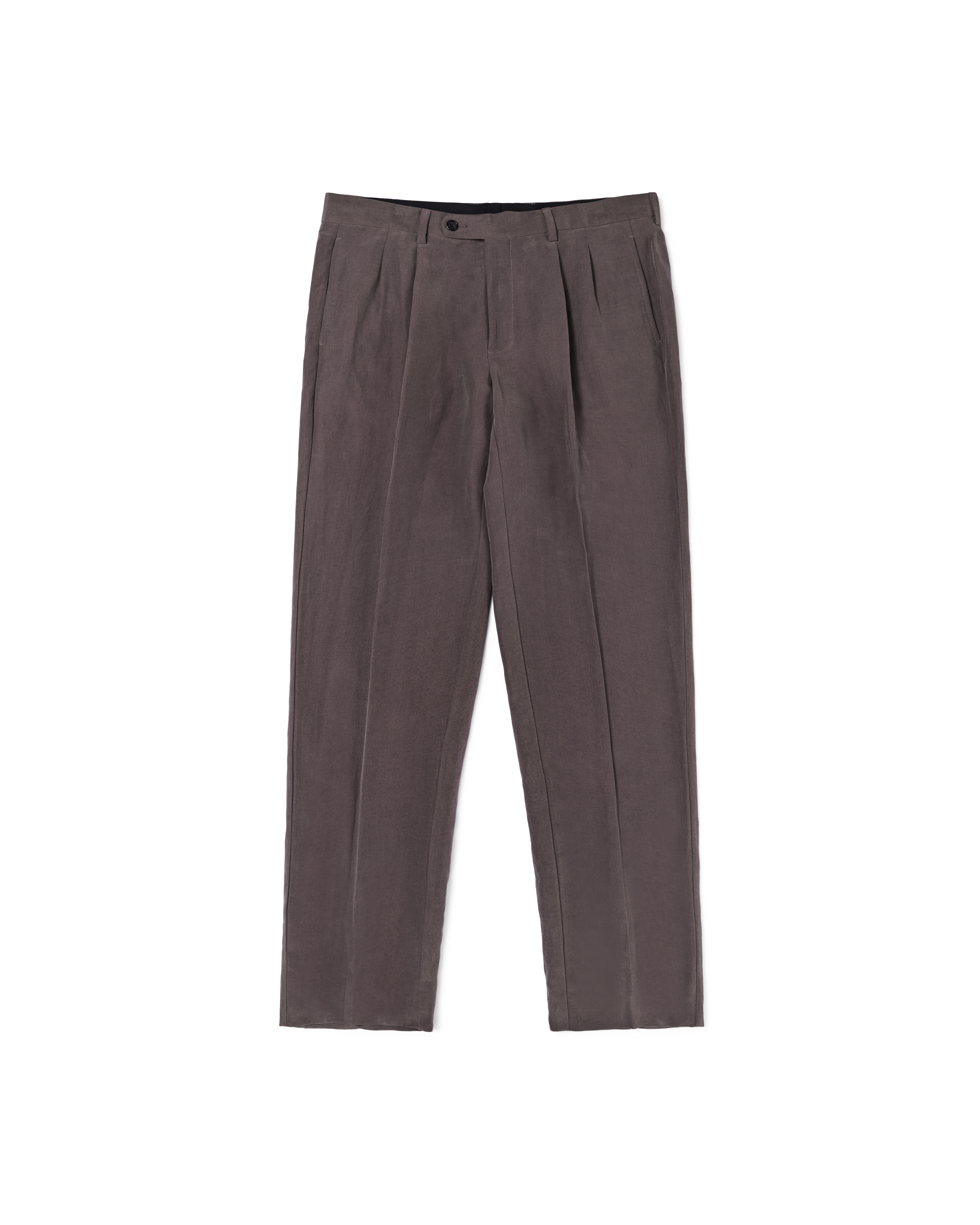 Double Pleated Trouser - Chocolate Silk Linen