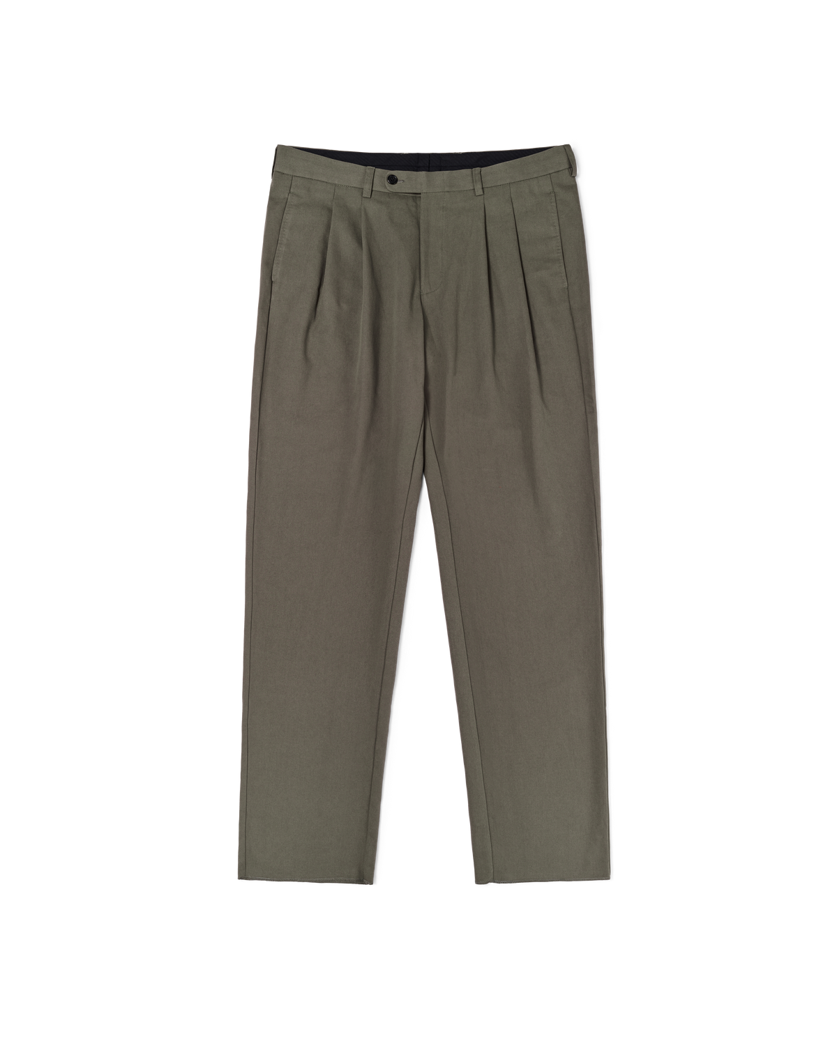 Double Pleated Trouser - Khaki Canvas
