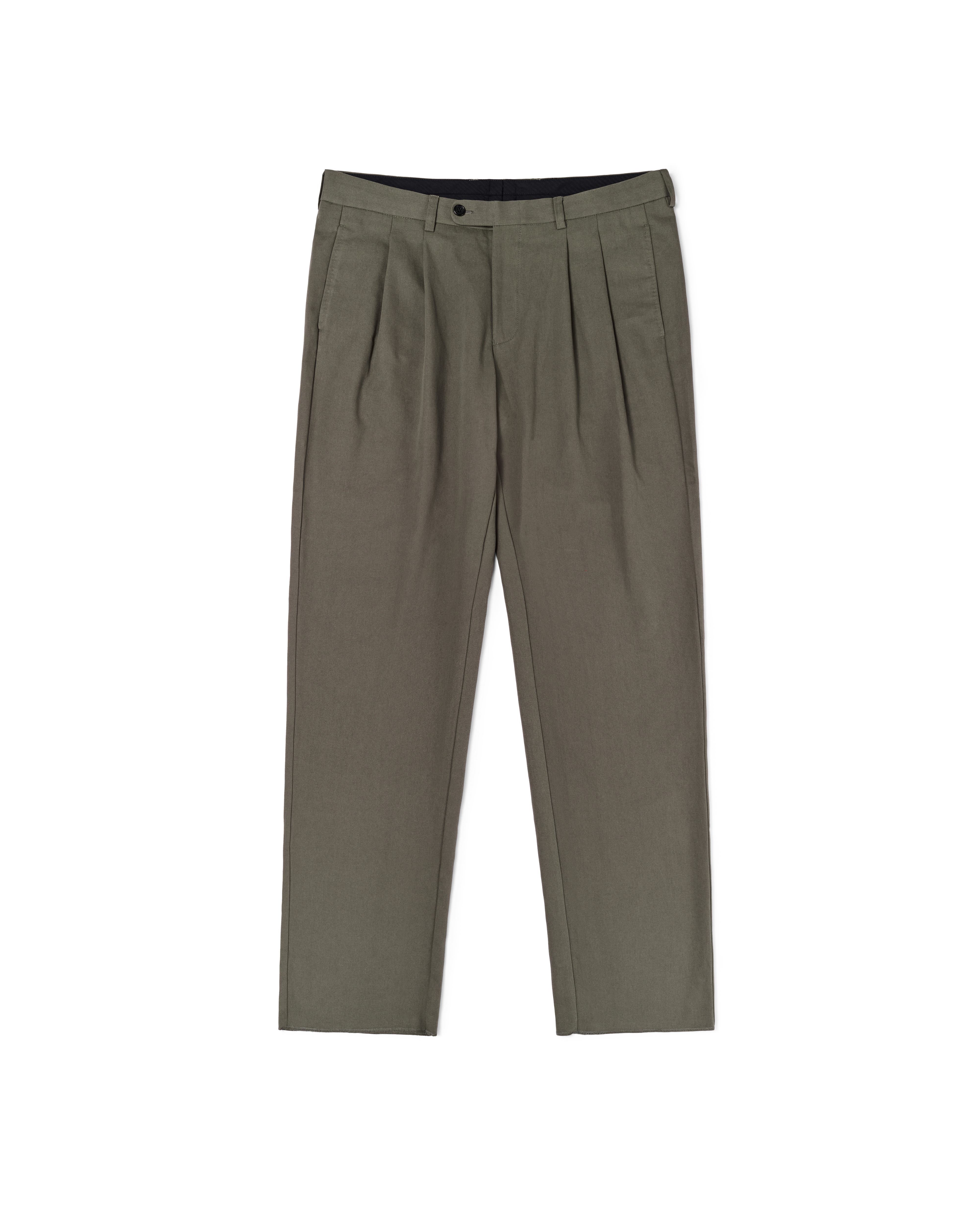 Double Pleated Trouser - Khaki Canvas