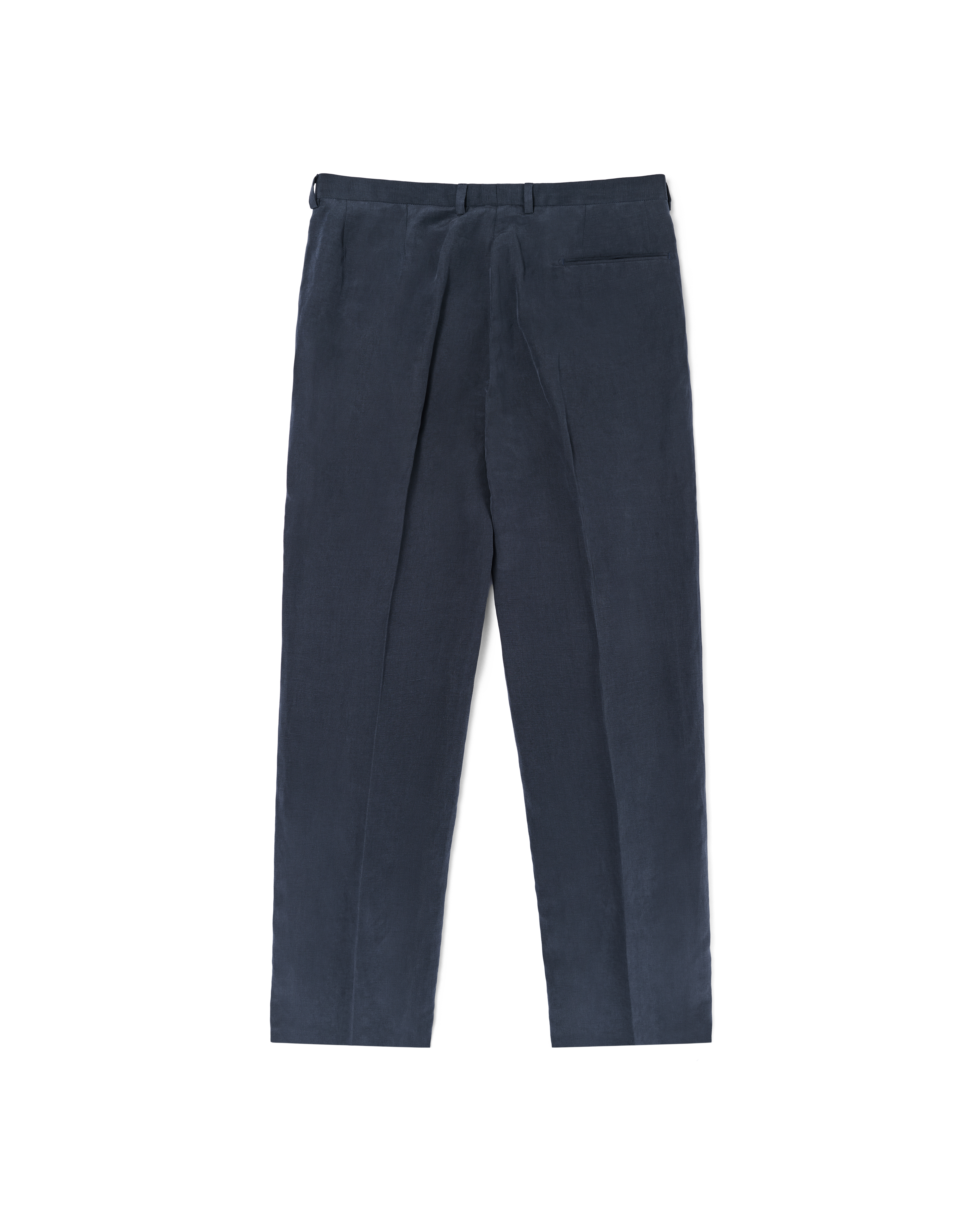 Double Pleated Trouser - Navy Silk Linen