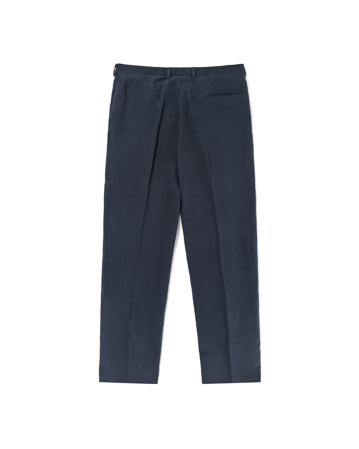 Double Pleated Trouser - Navy Silk Linen