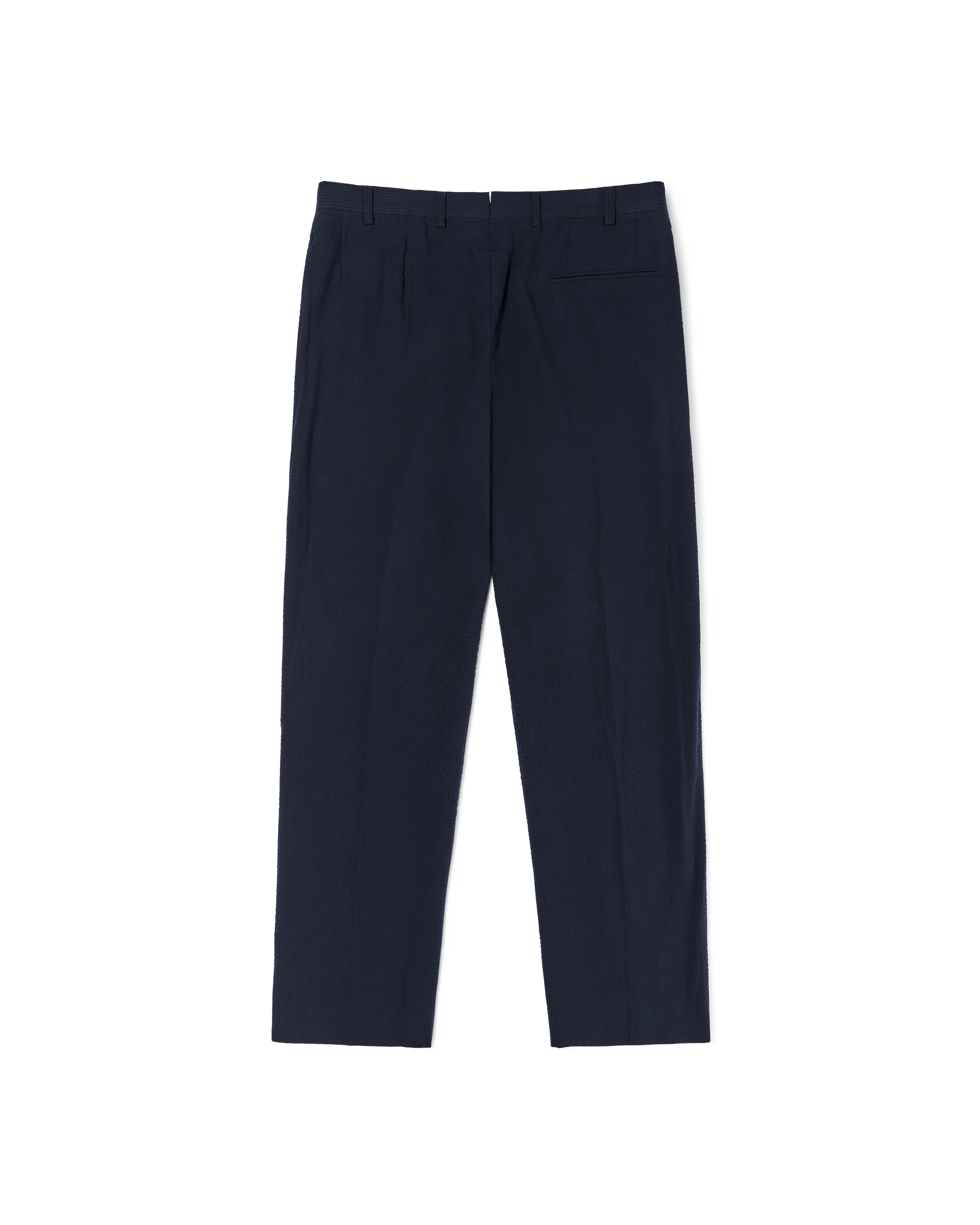 Double Pleated Trousers - Navy Seersucker