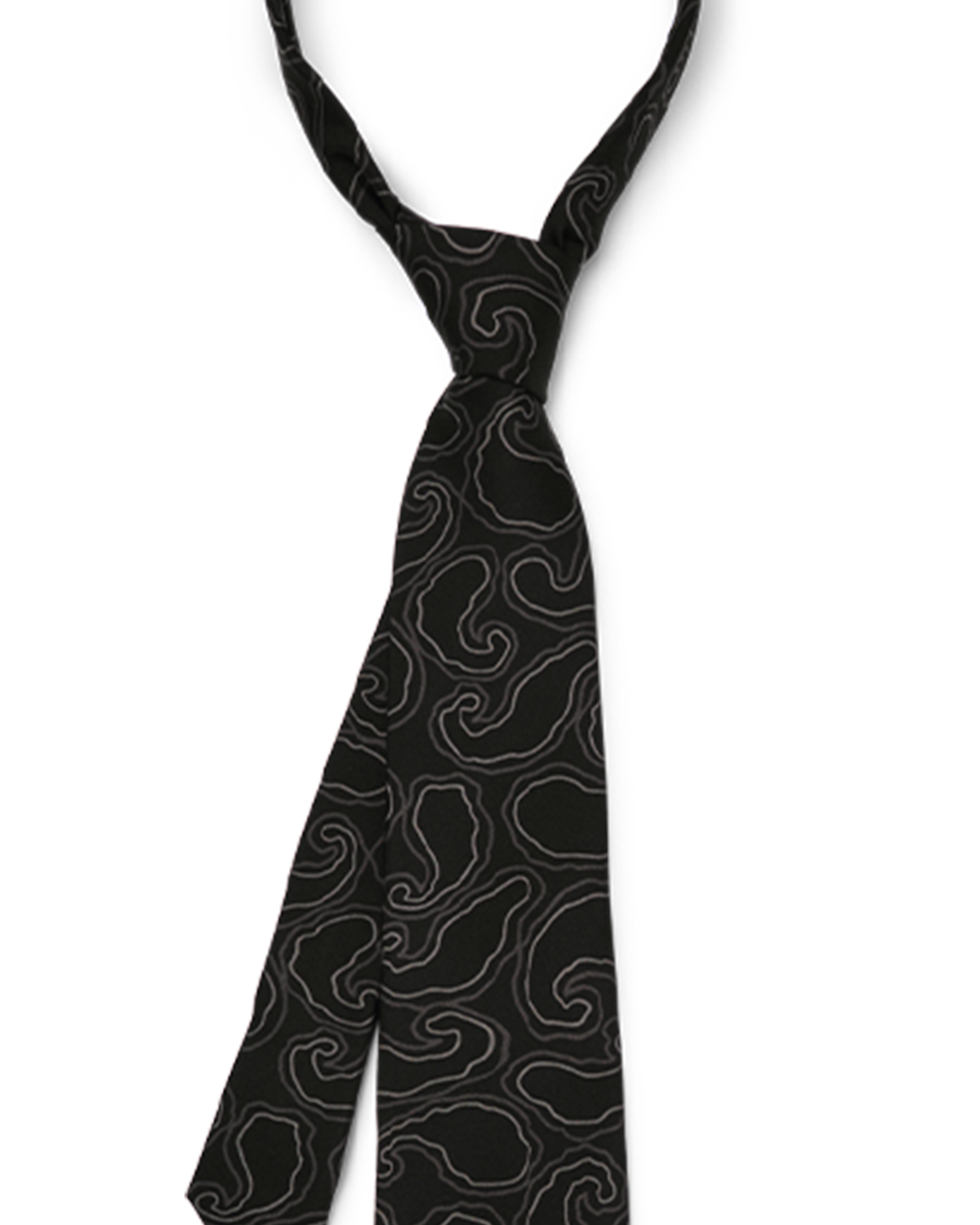 Hand-drawn Paisley Tie - Black