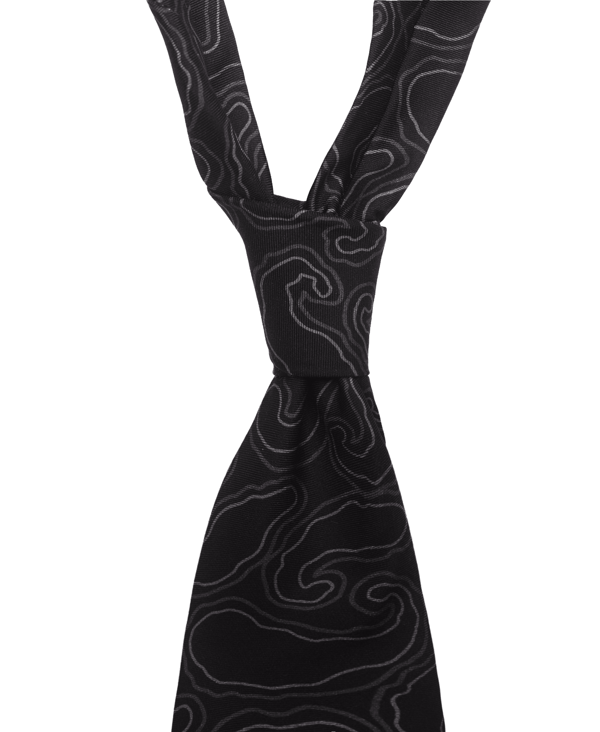 Hand-drawn Paisley Tie - Black