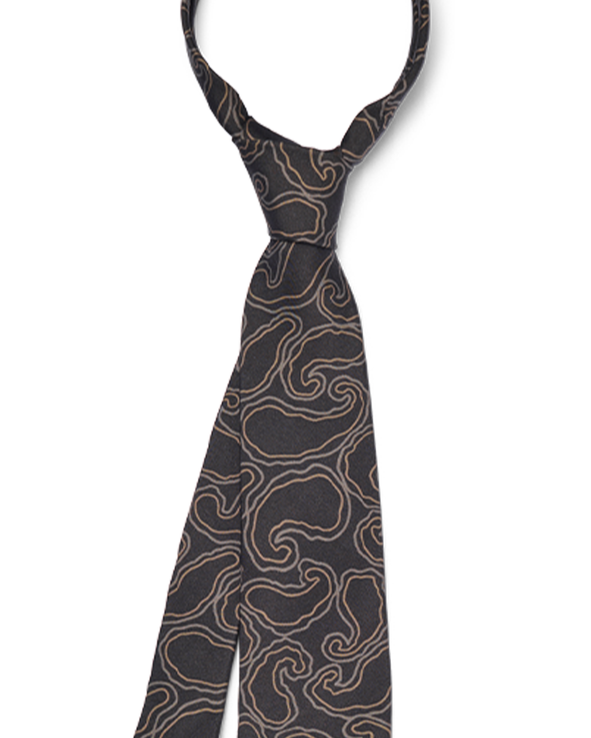 Hand Drawn Paisley Tie - Grey