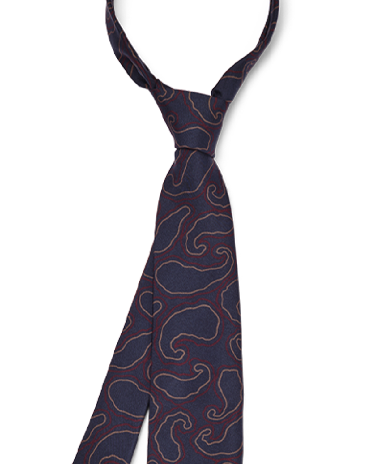 Hand-drawn Paisley Tie - Navy
