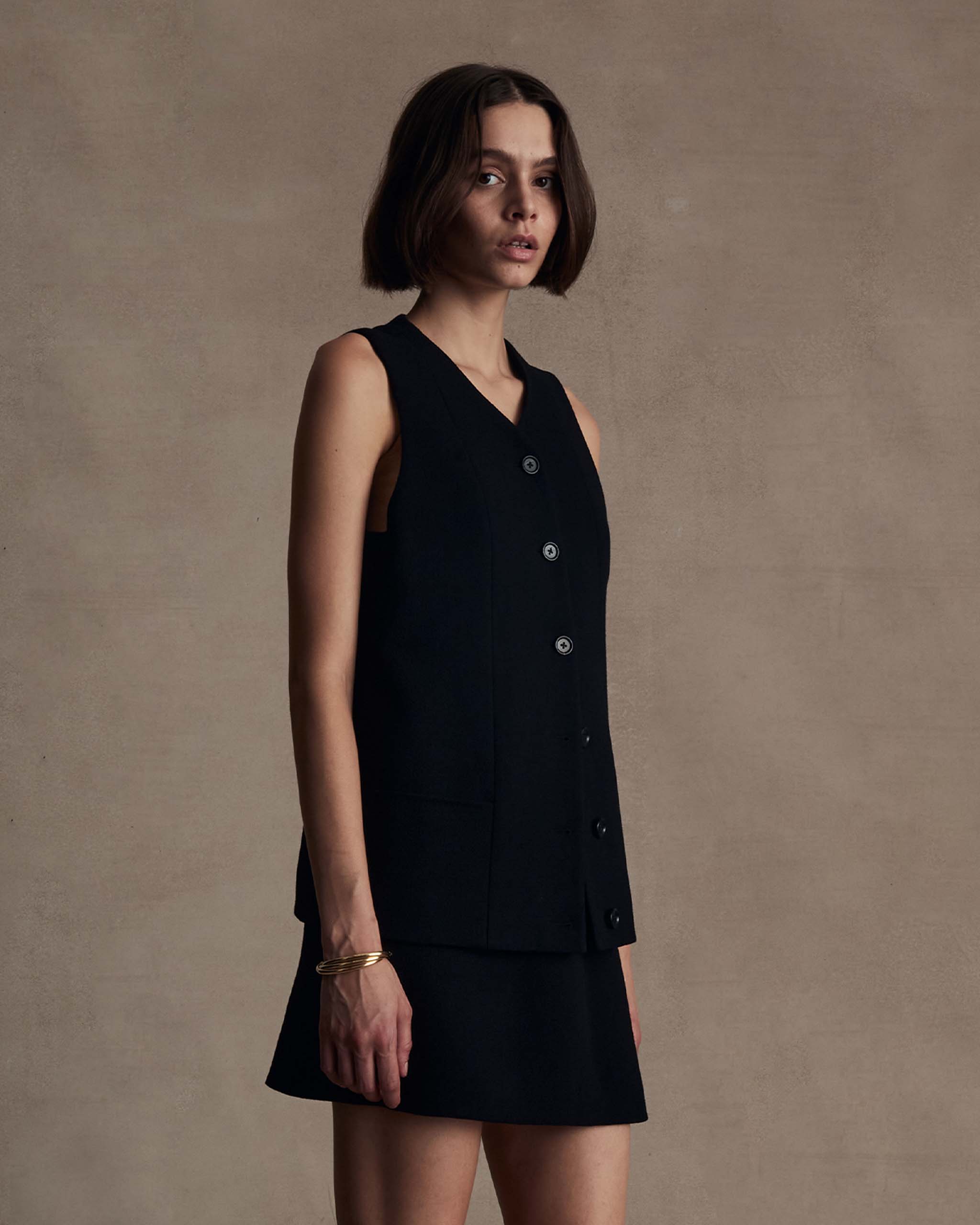 Black Crepe Gabrielle Top
