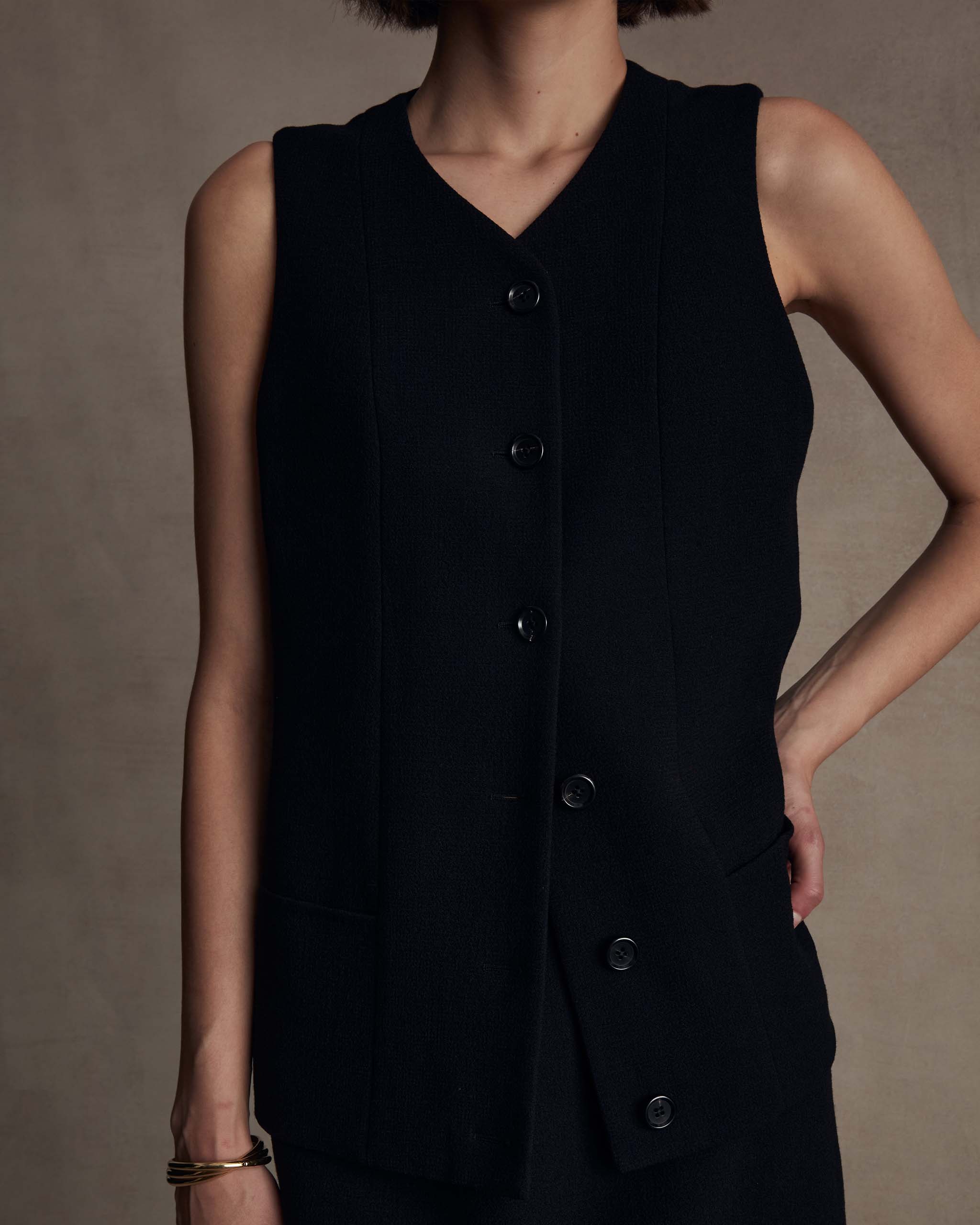Black Crepe Gabrielle Top