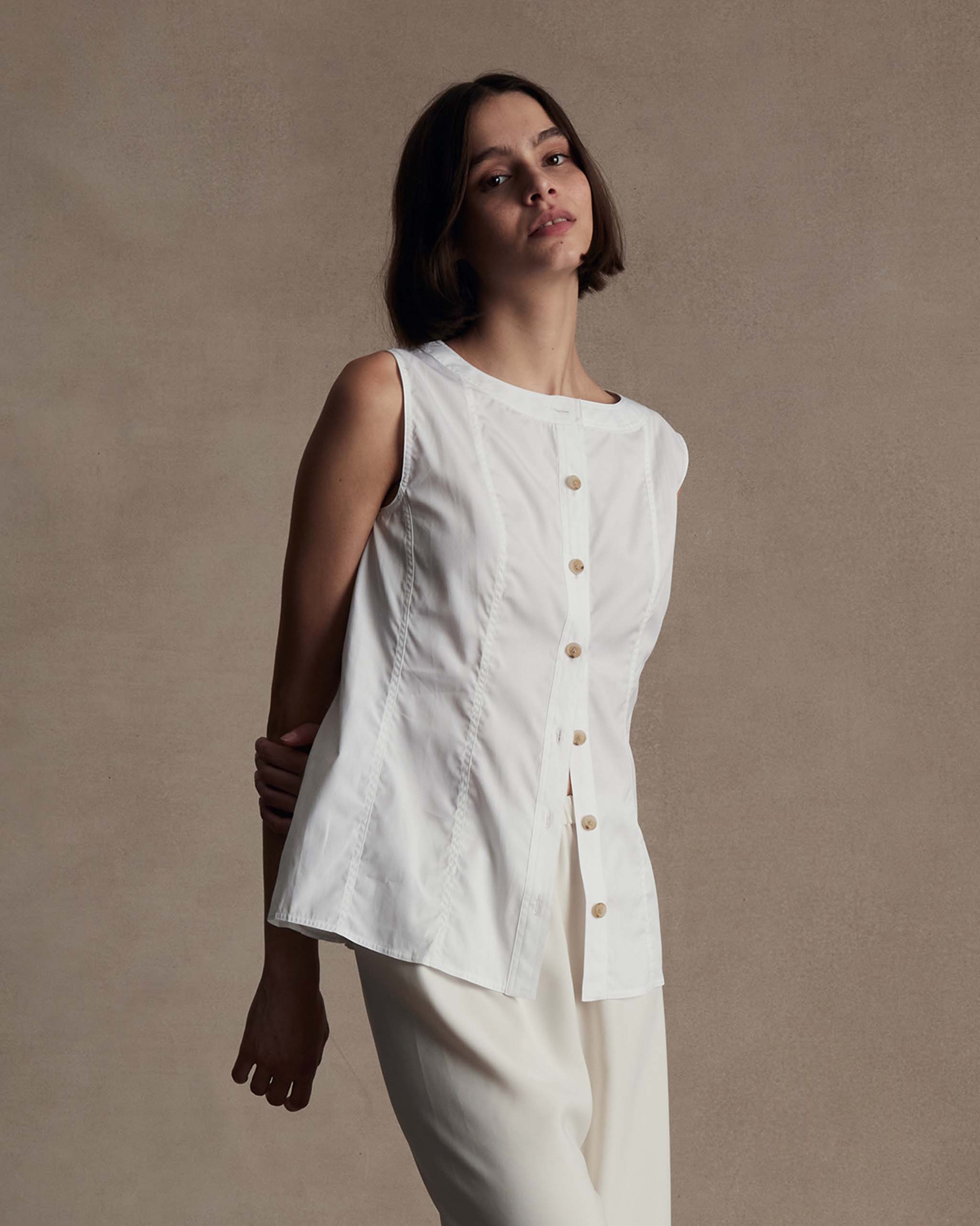 Bodice Top - White Poplin