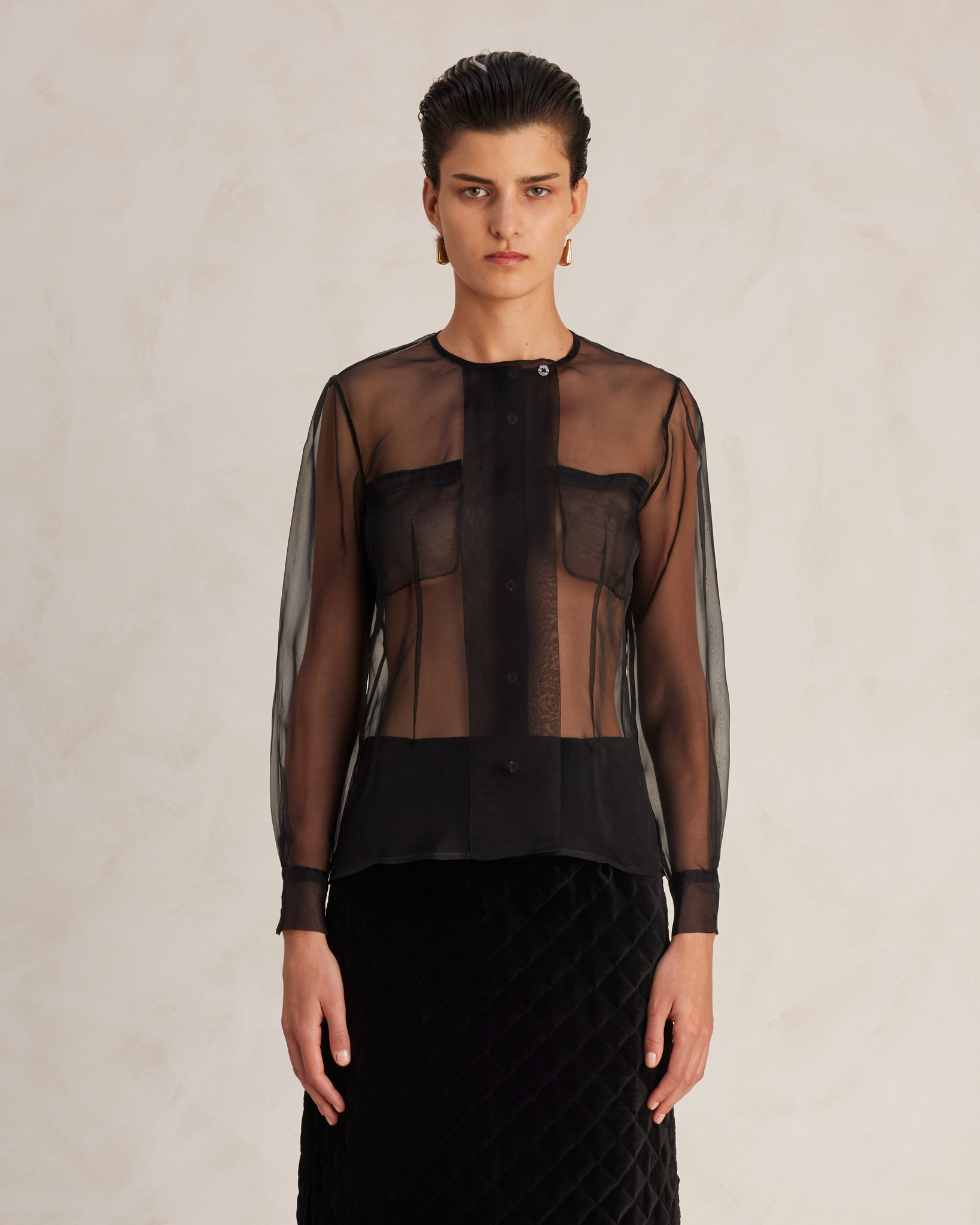 Black Silk Organza Inès Shirt