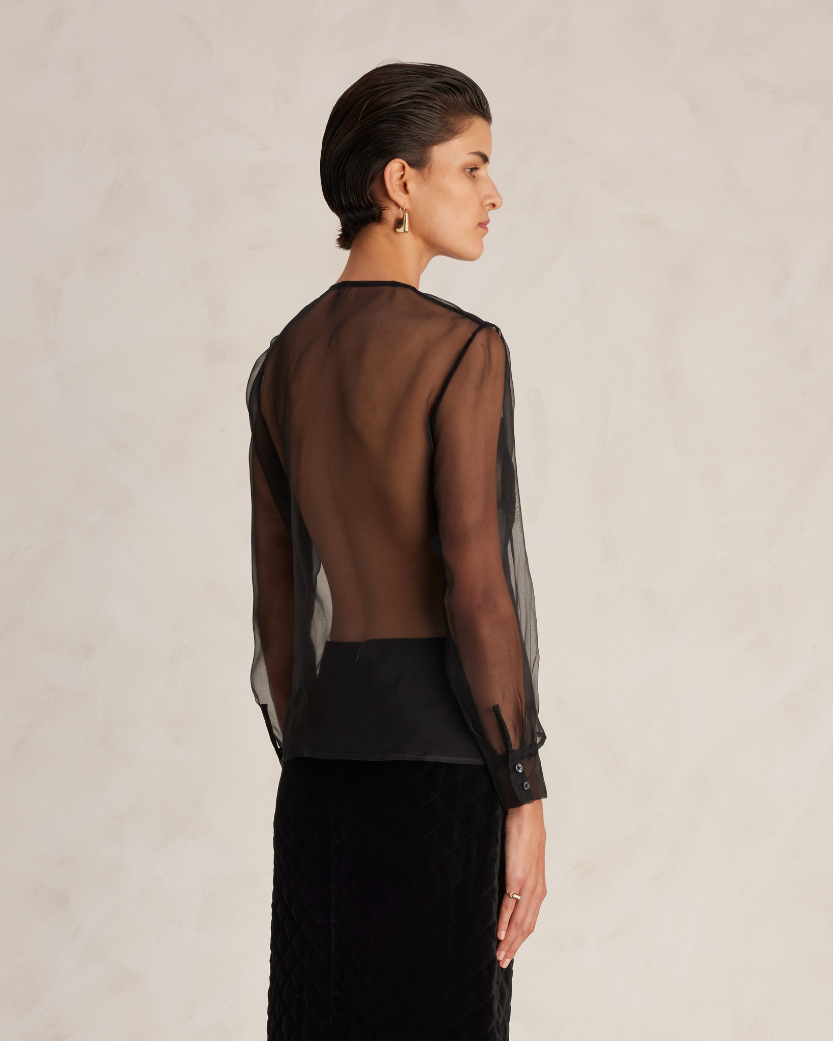 Black Silk Organza Inès Shirt