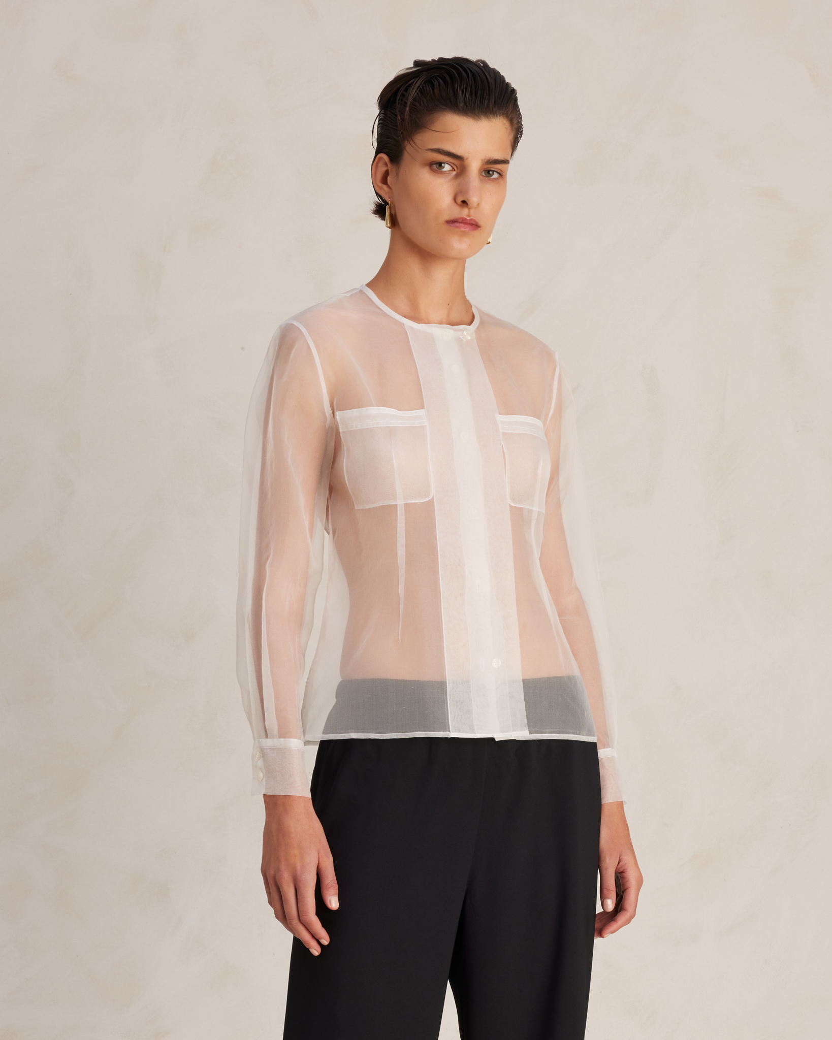 White Silk Organza Inès Shirt