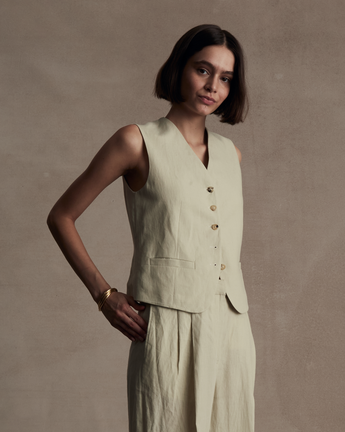 Cream linen waistcoat best sale