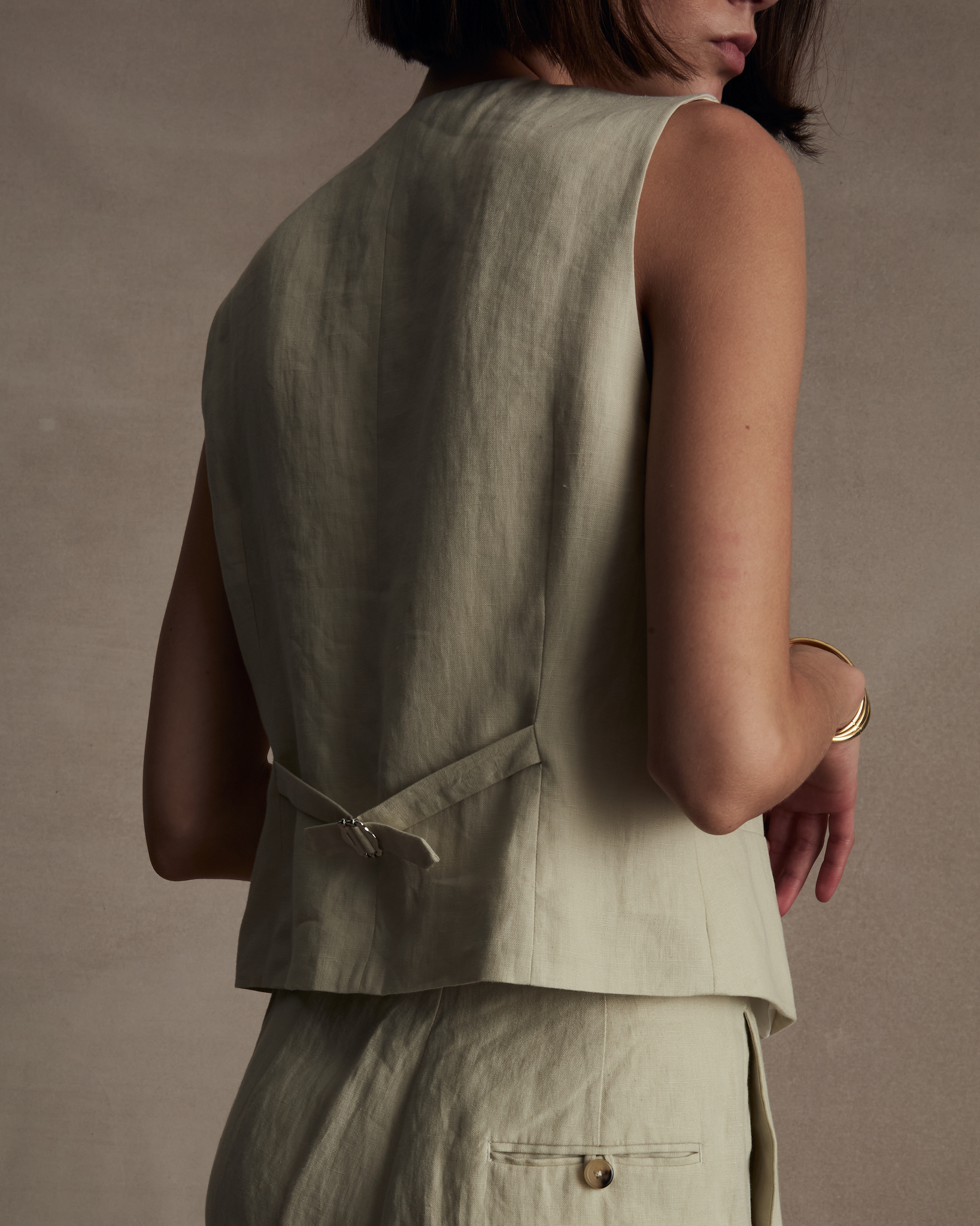 Beige Linen Waistcoat
