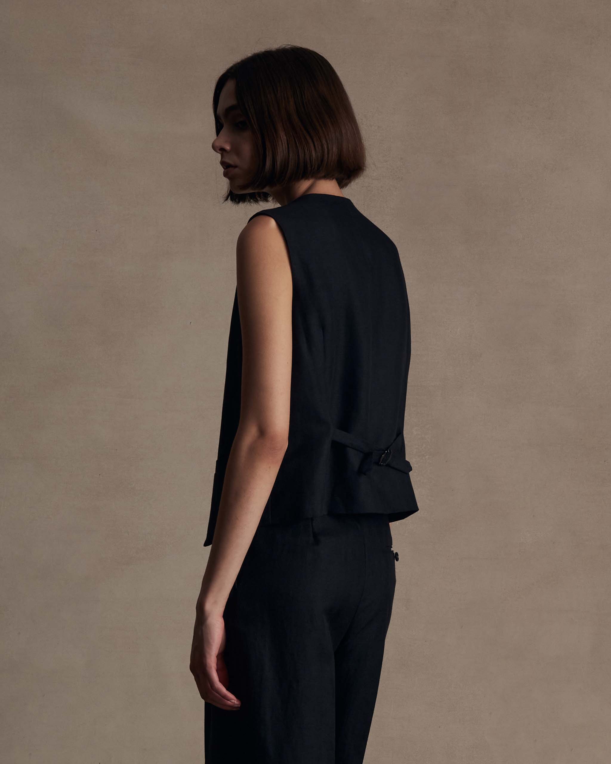 Black Herringbone Waistcoat