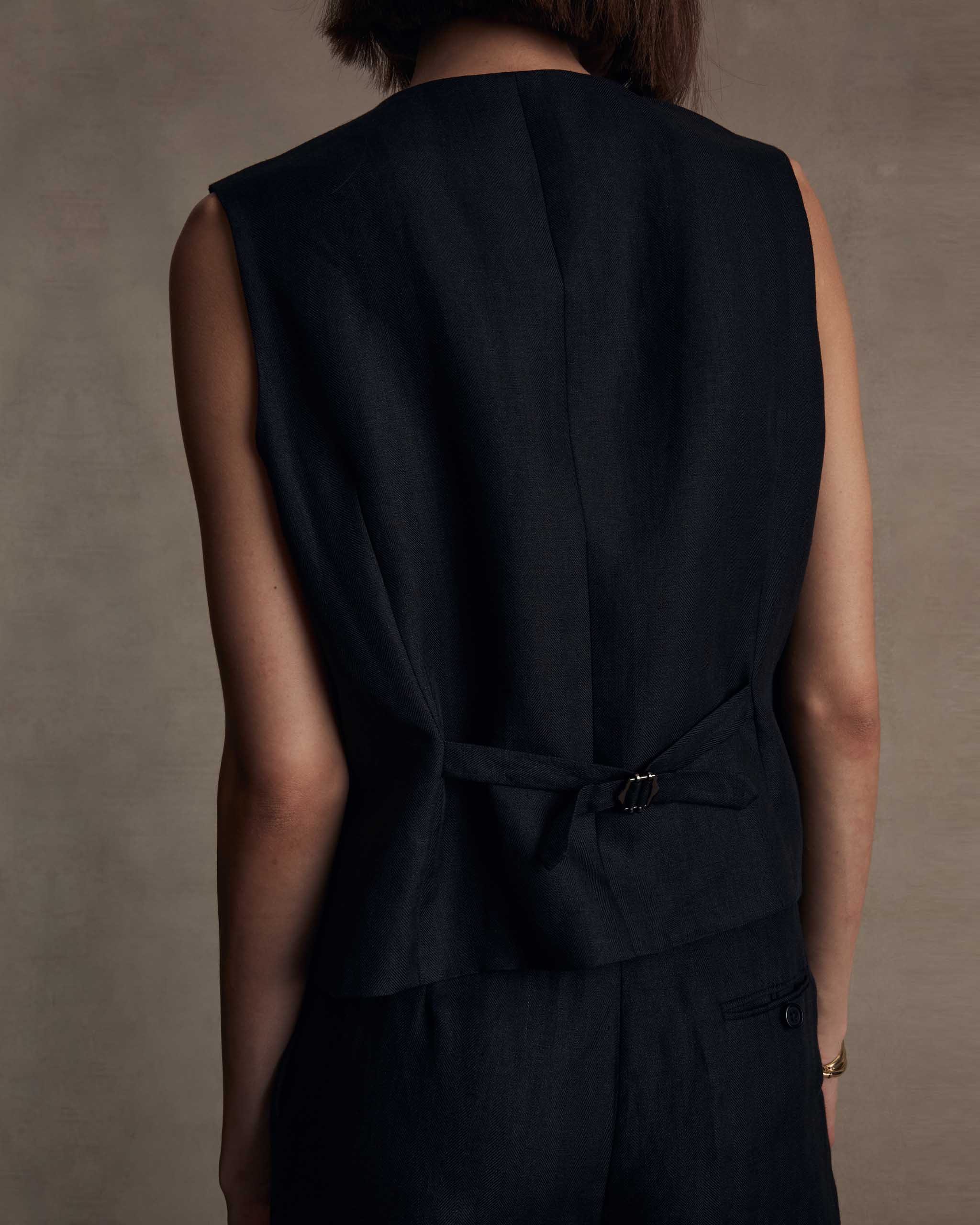 Black Herringbone Waistcoat