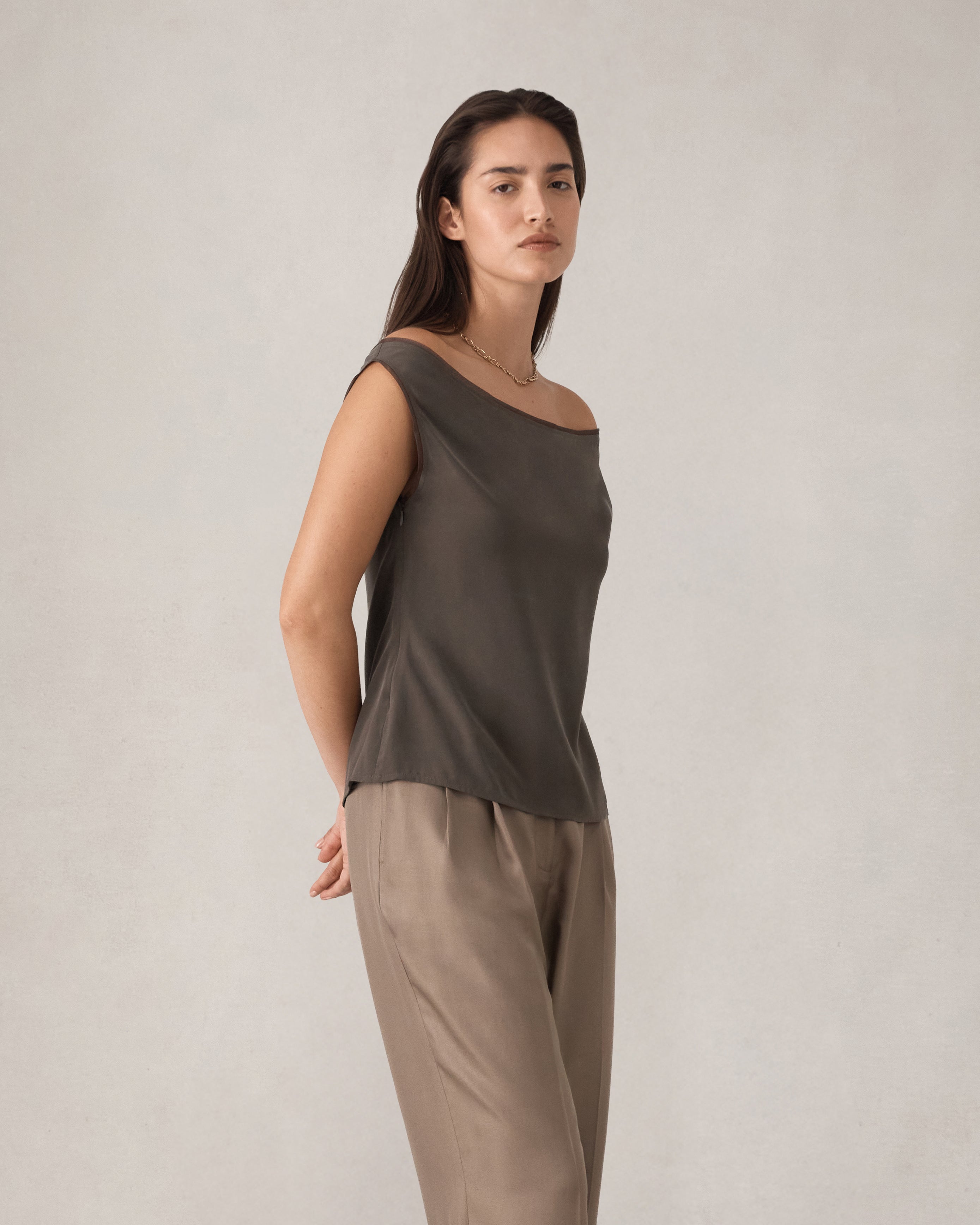 Faye Top - Olive Silk