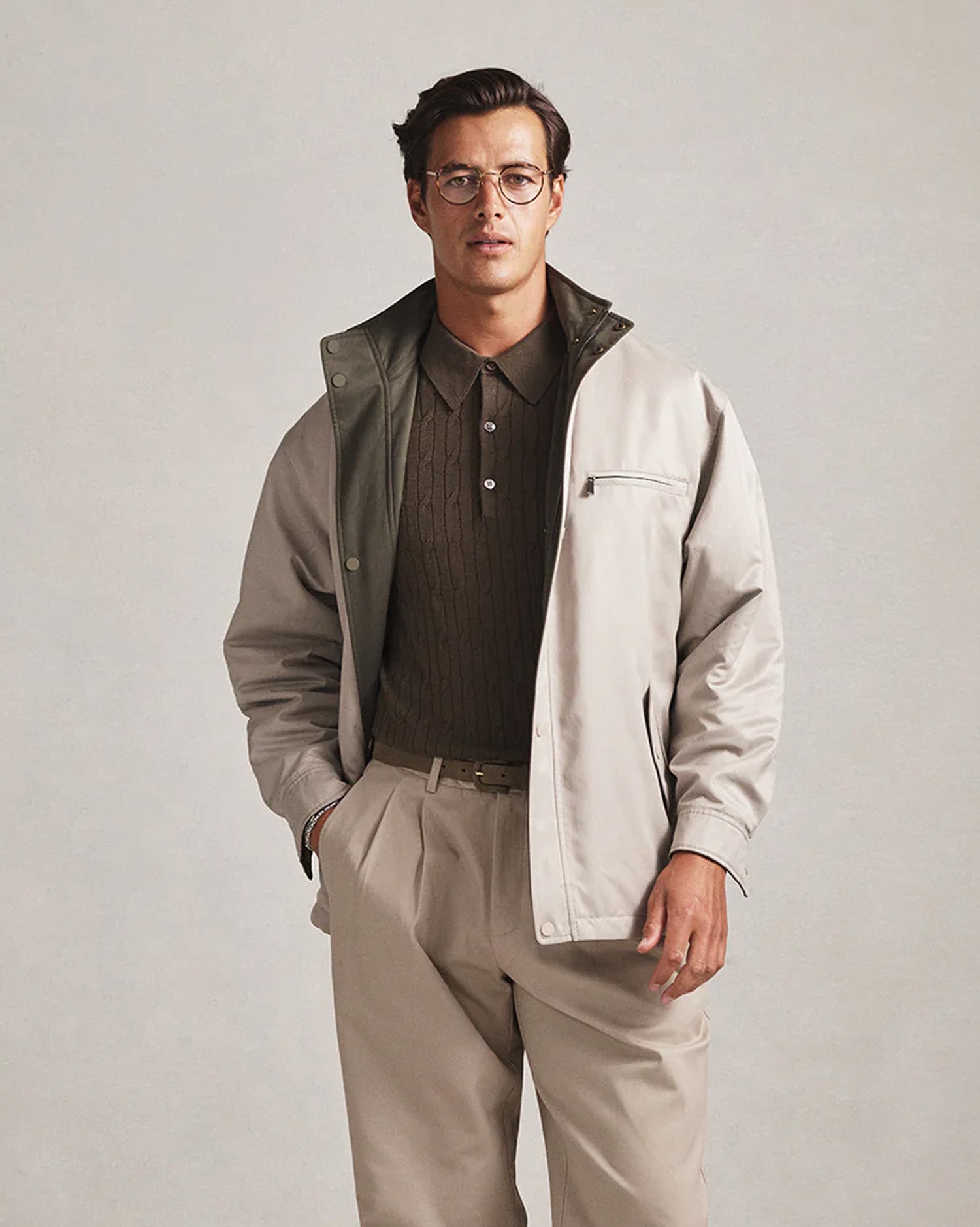 Leon Reversible Park Jacket - Moss & Beige