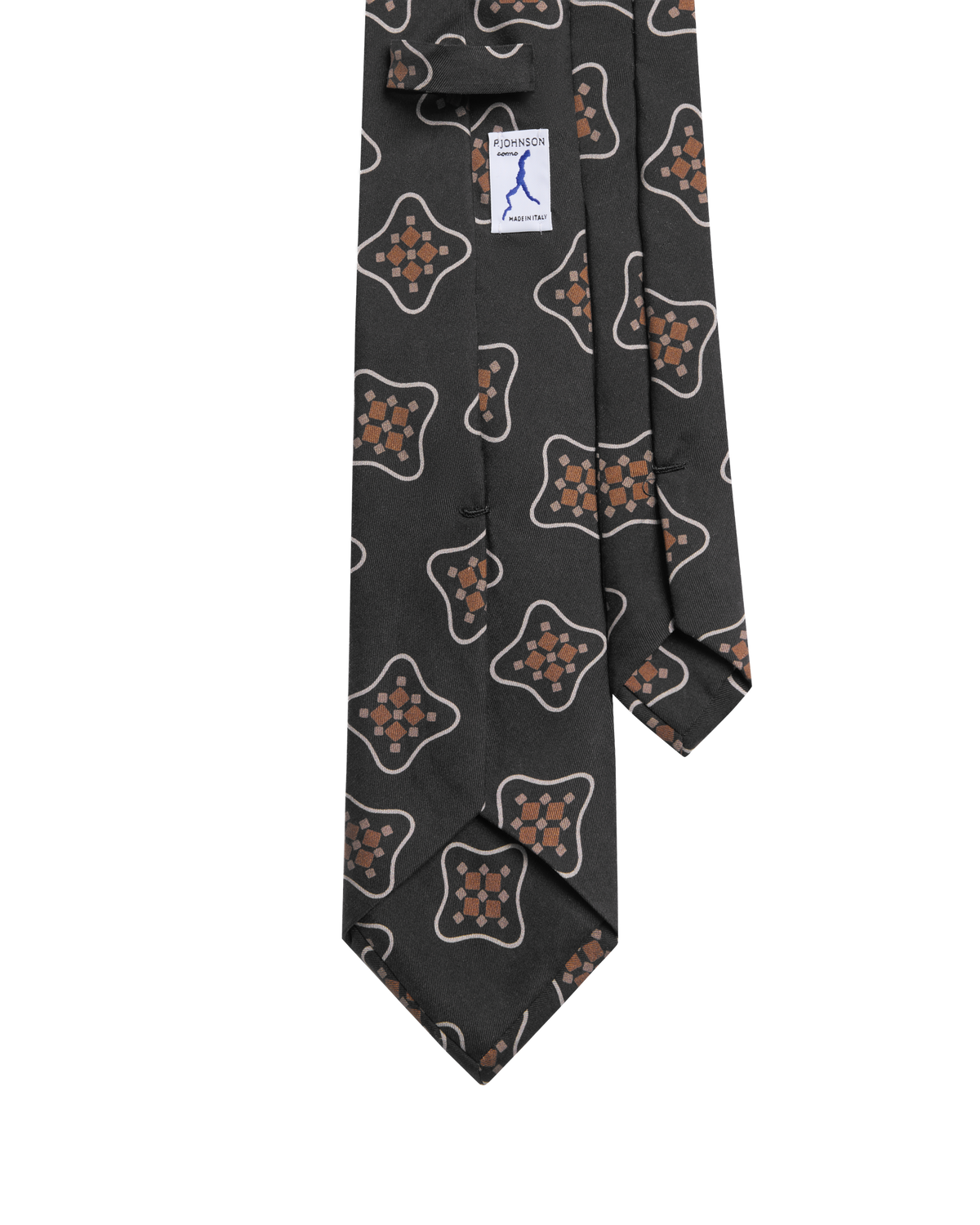 Geometric Medallion Print Silk Tie - Black