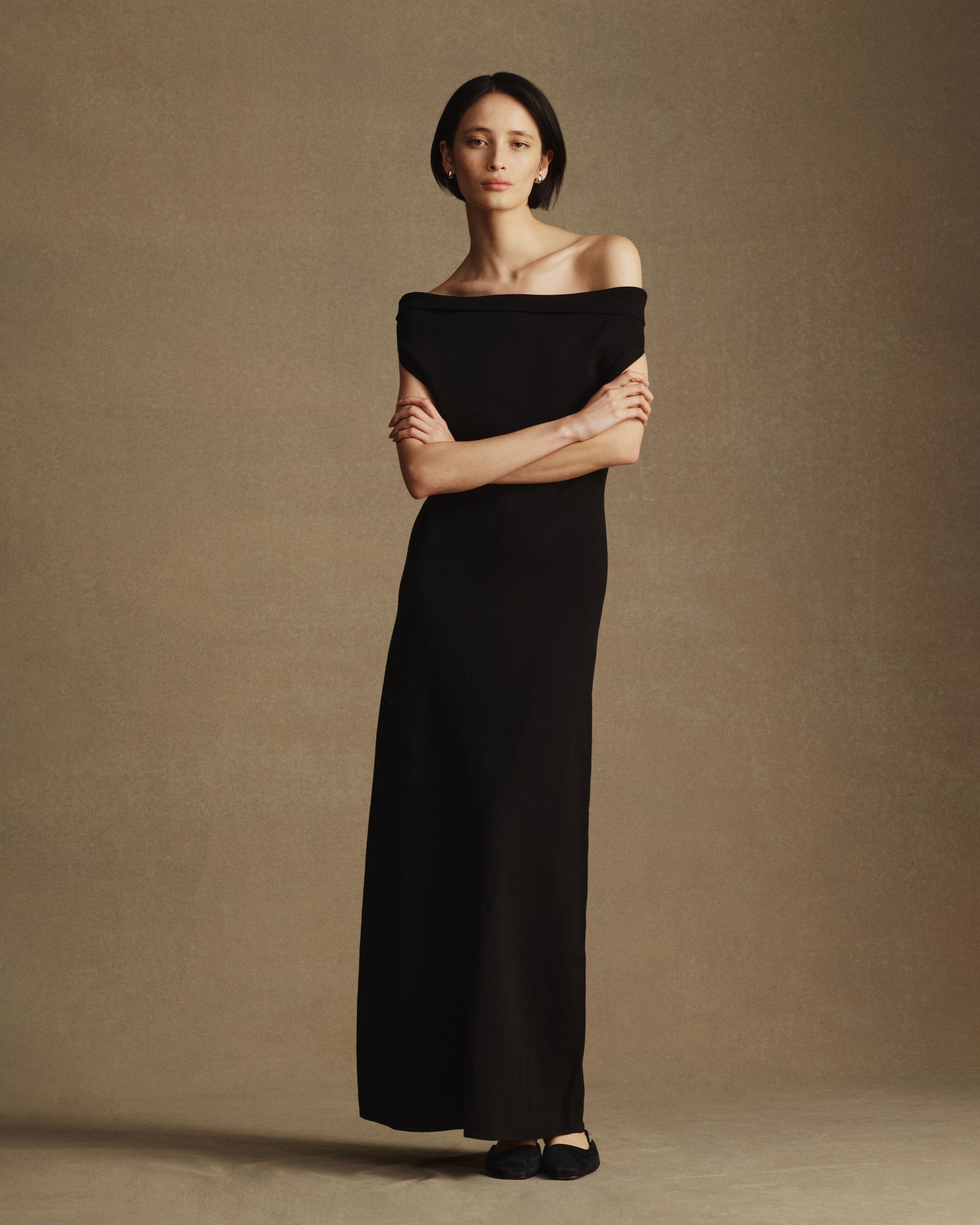 Coralie Off Shoulder Knit Dress - Black