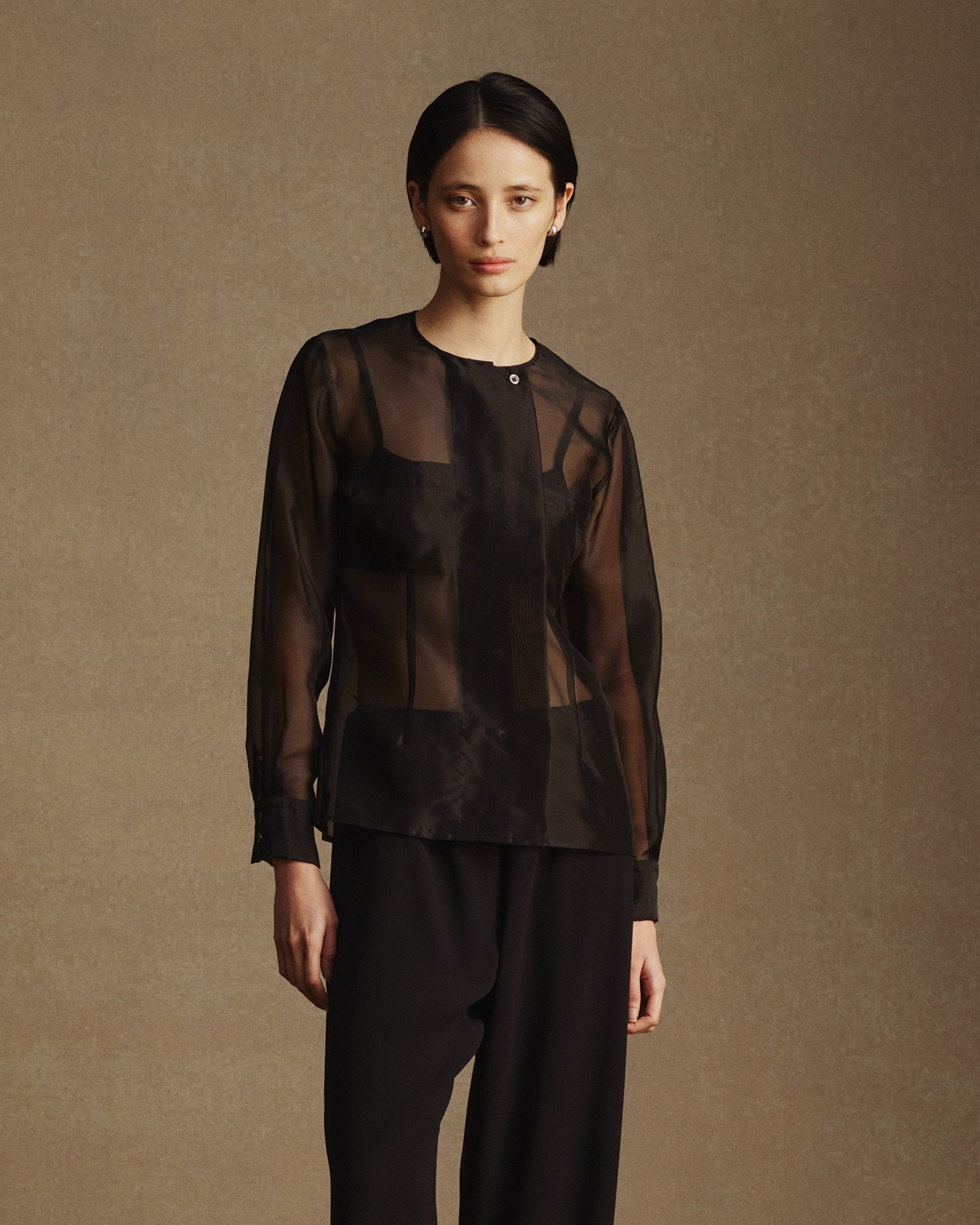 Black Silk Organza Inès Shirt