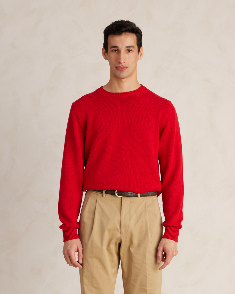 Red Cotton Fisherman's Sweater