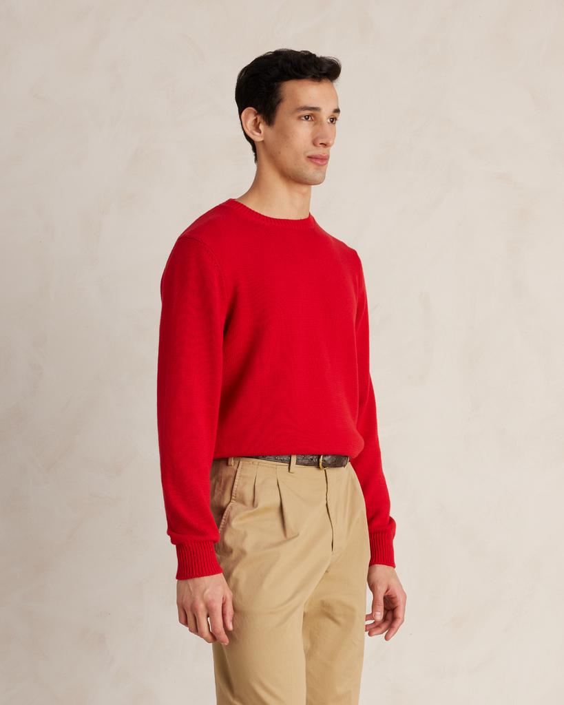 Red Cotton Fisherman's Sweater