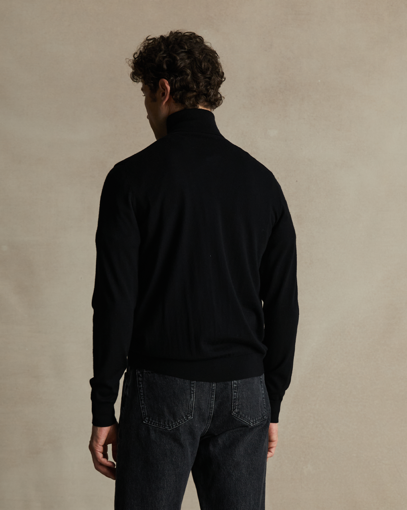 Black Merino Roll Neck