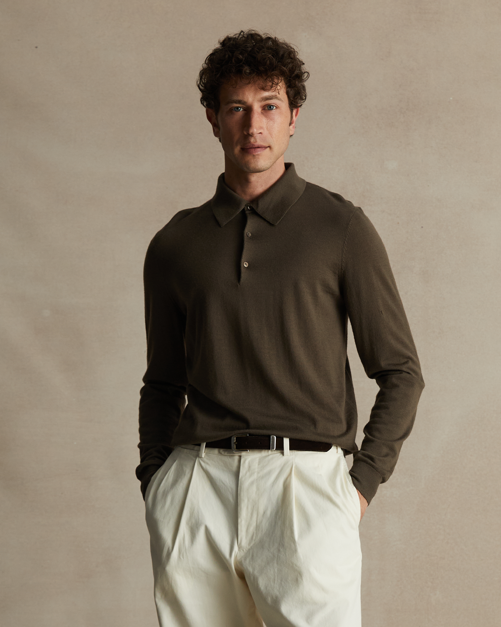 Merino Polo - Moss