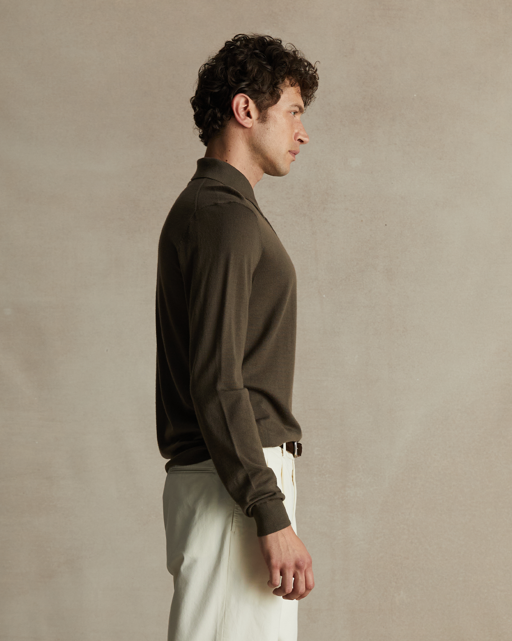 Merino Polo - Moss