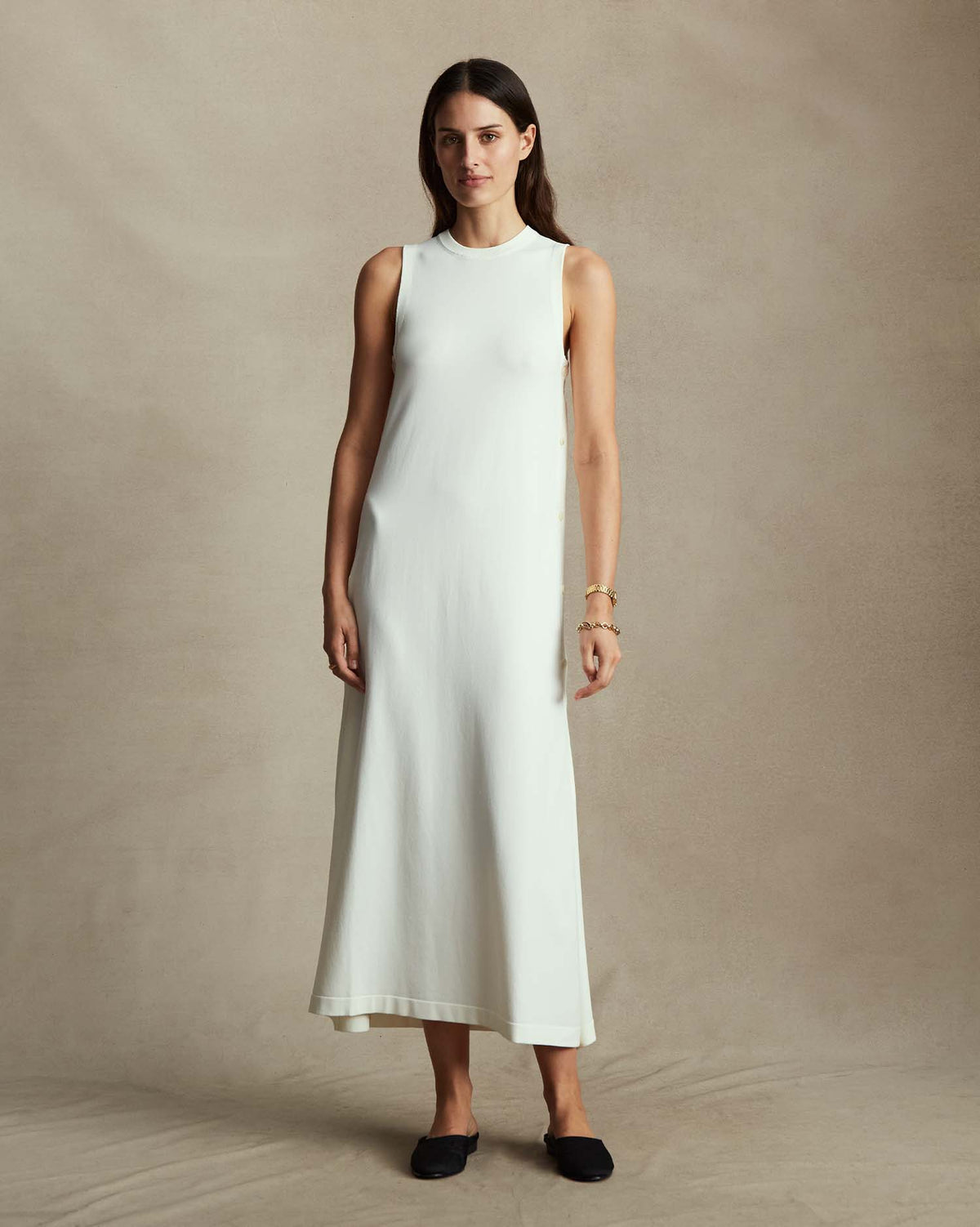 Crepe Knit Button Dress