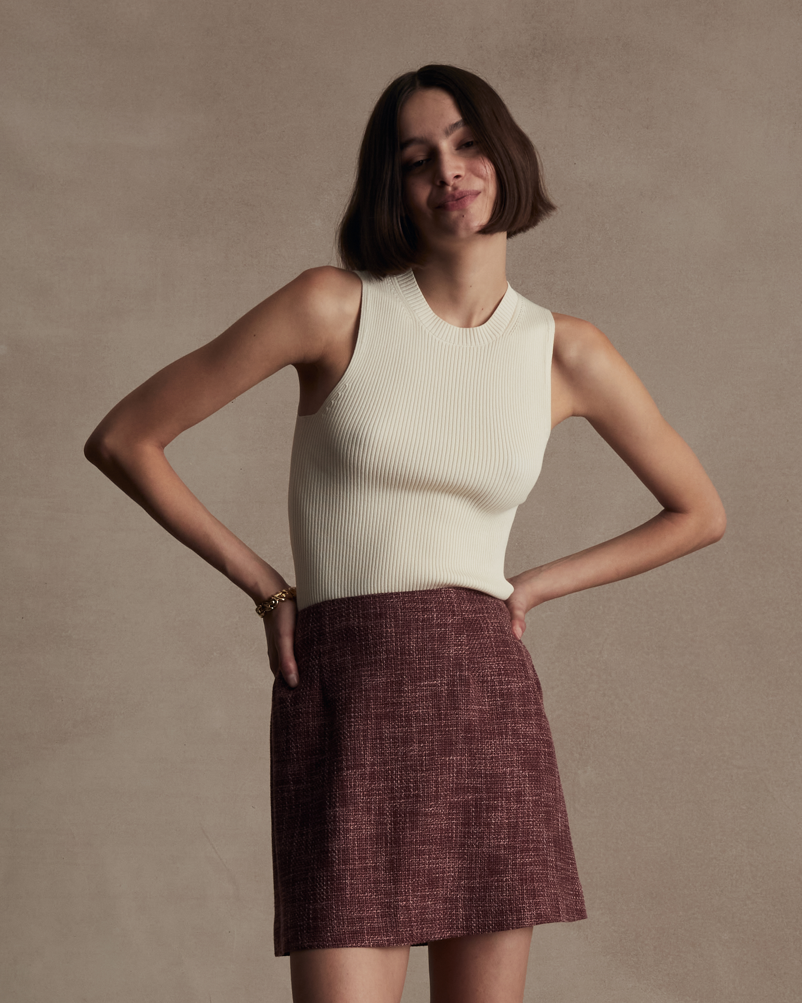Georgia Rib Knit Tank - Off White