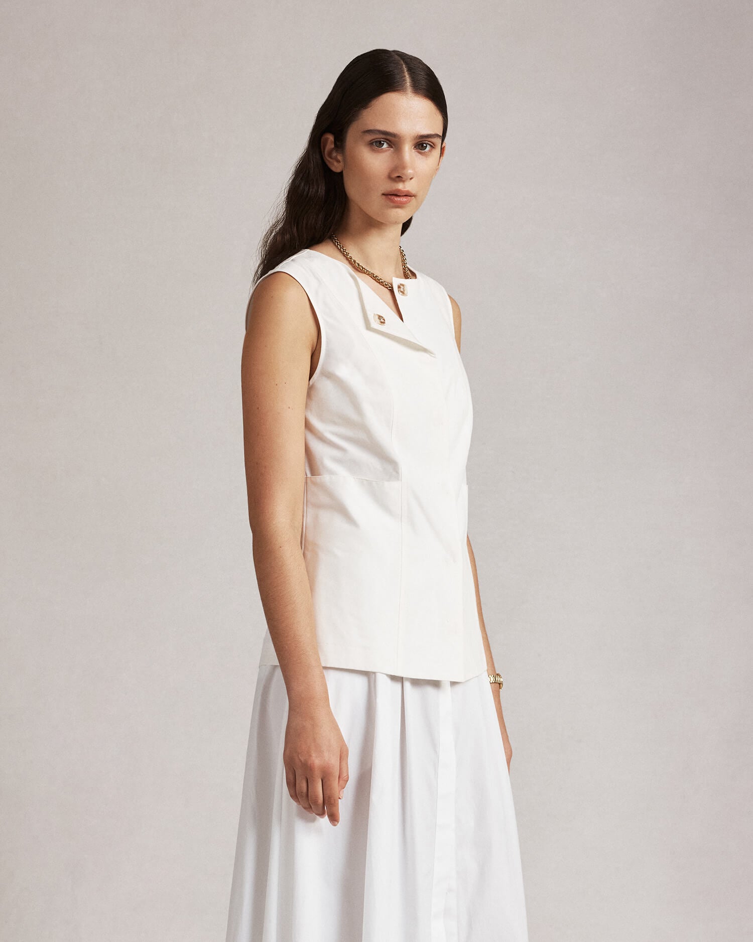 Kahla Vest - White Silk Cotton