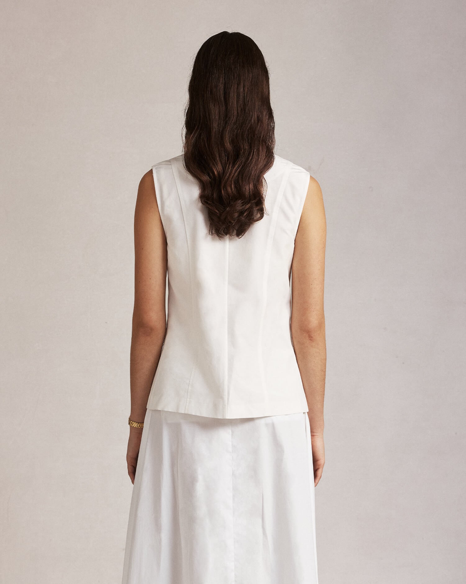 Kahla Vest - White Silk Cotton