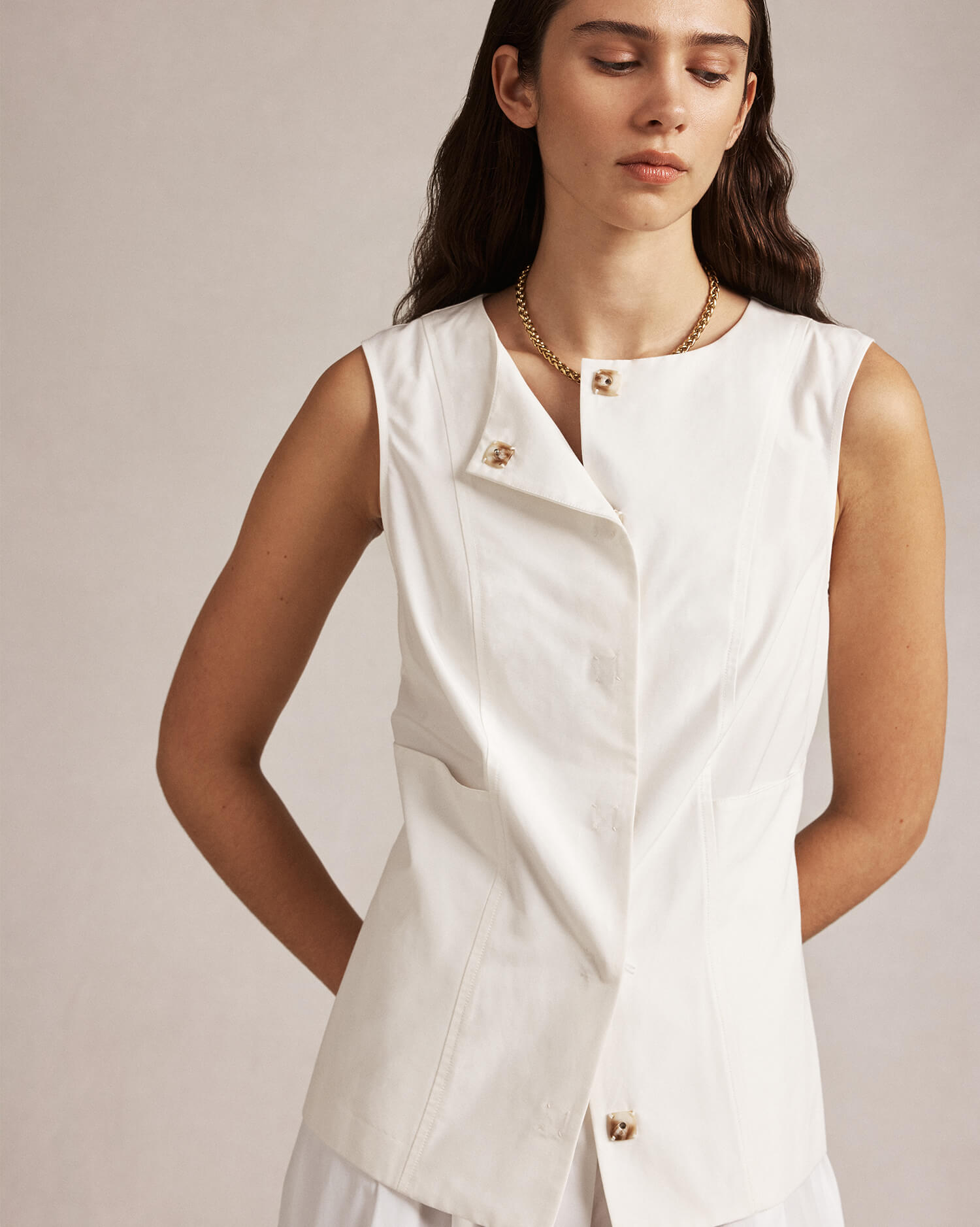 Kahla Vest - White Silk Cotton