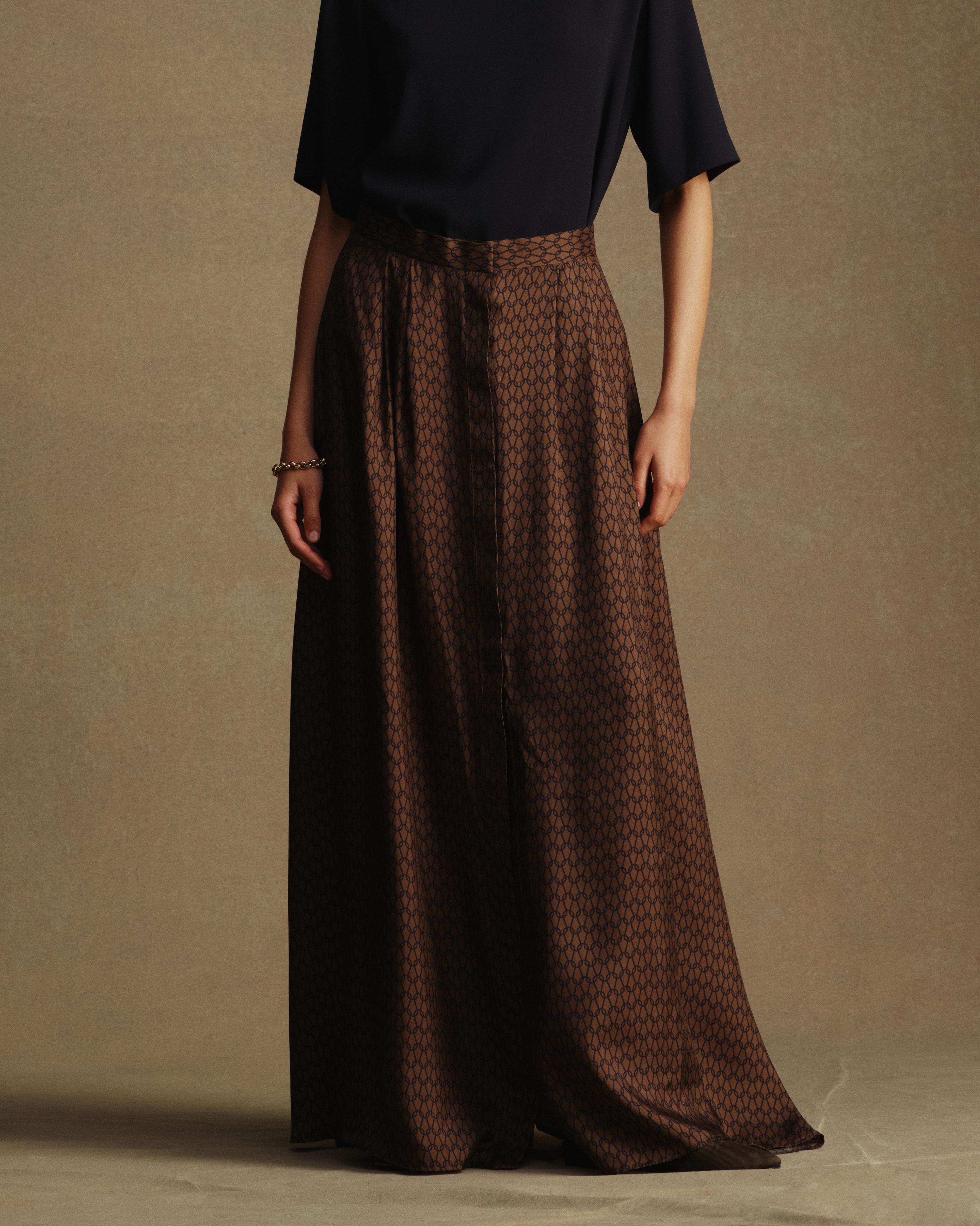 Kahlo Skirt - Chocolate Chainmail Silk