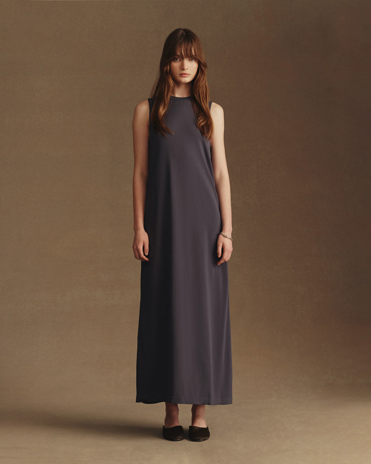 Crepe Knit Button Dress - Oily Blue
