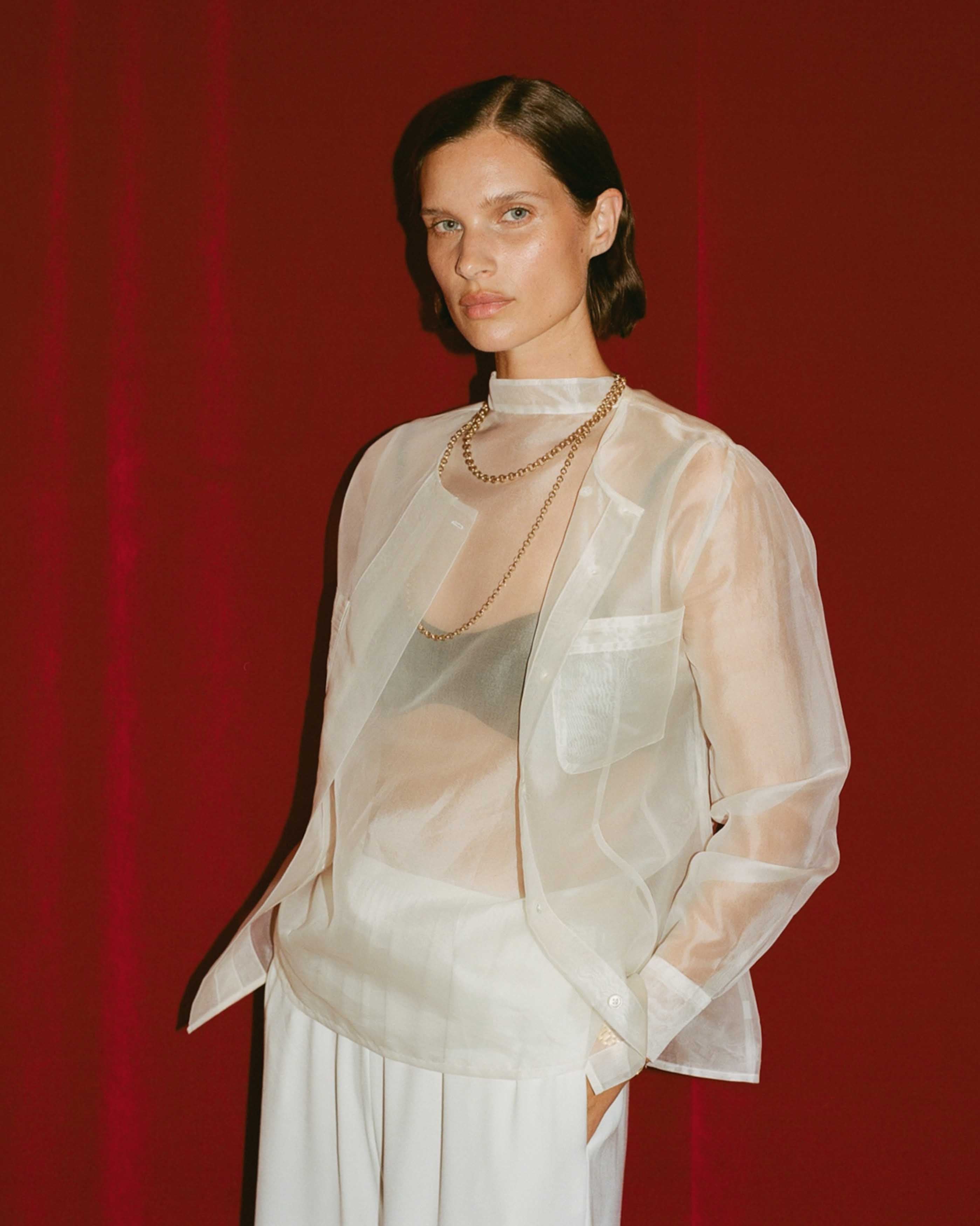 White Silk Organza Inès Shirt