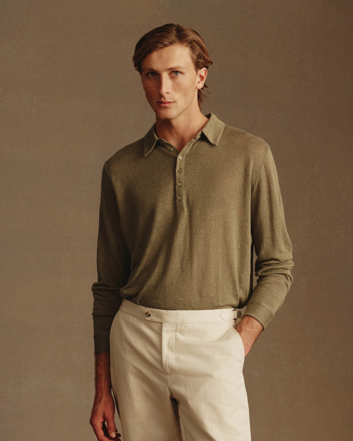 Linen Polo - Moss
