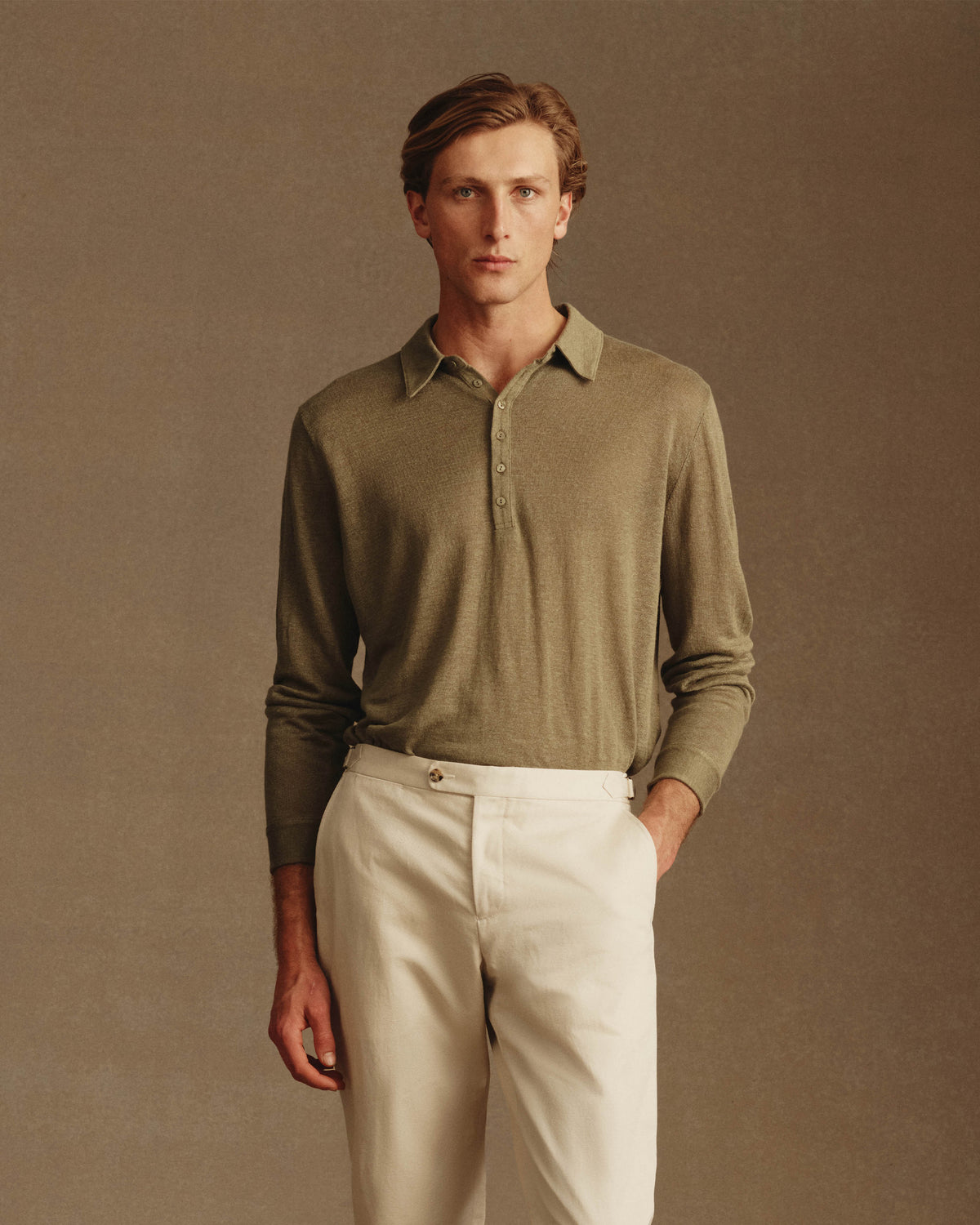 Linen Polo - Moss
