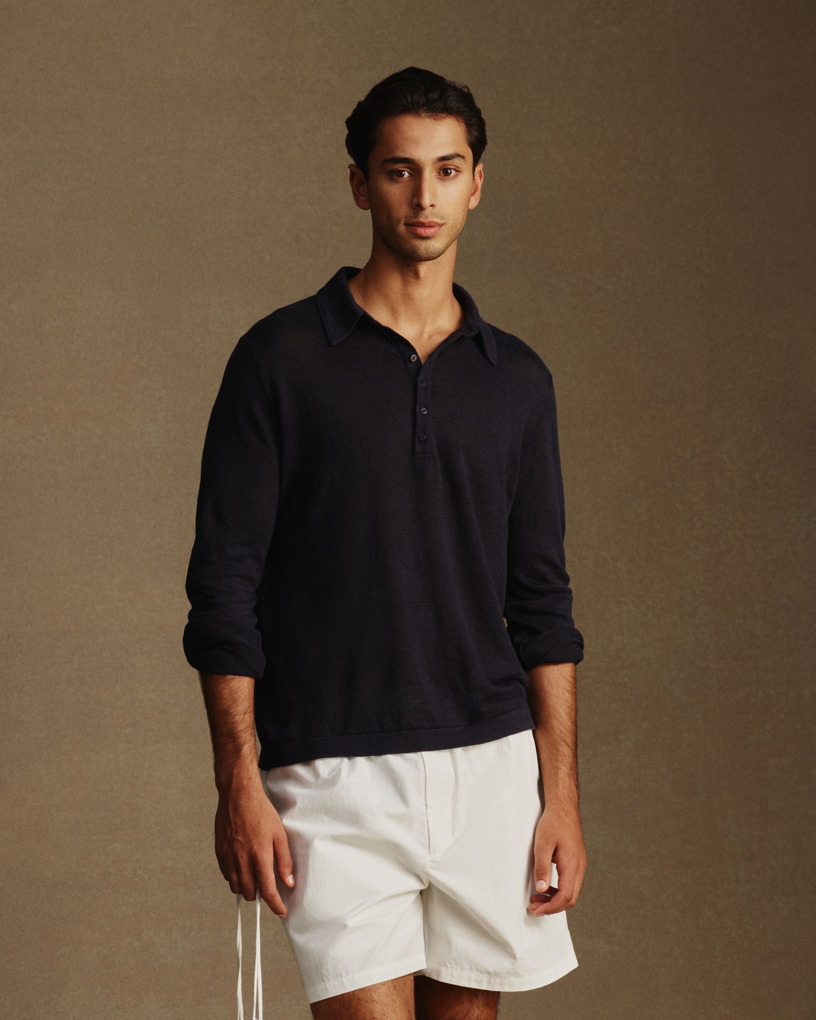 Linen Polo - Navy
