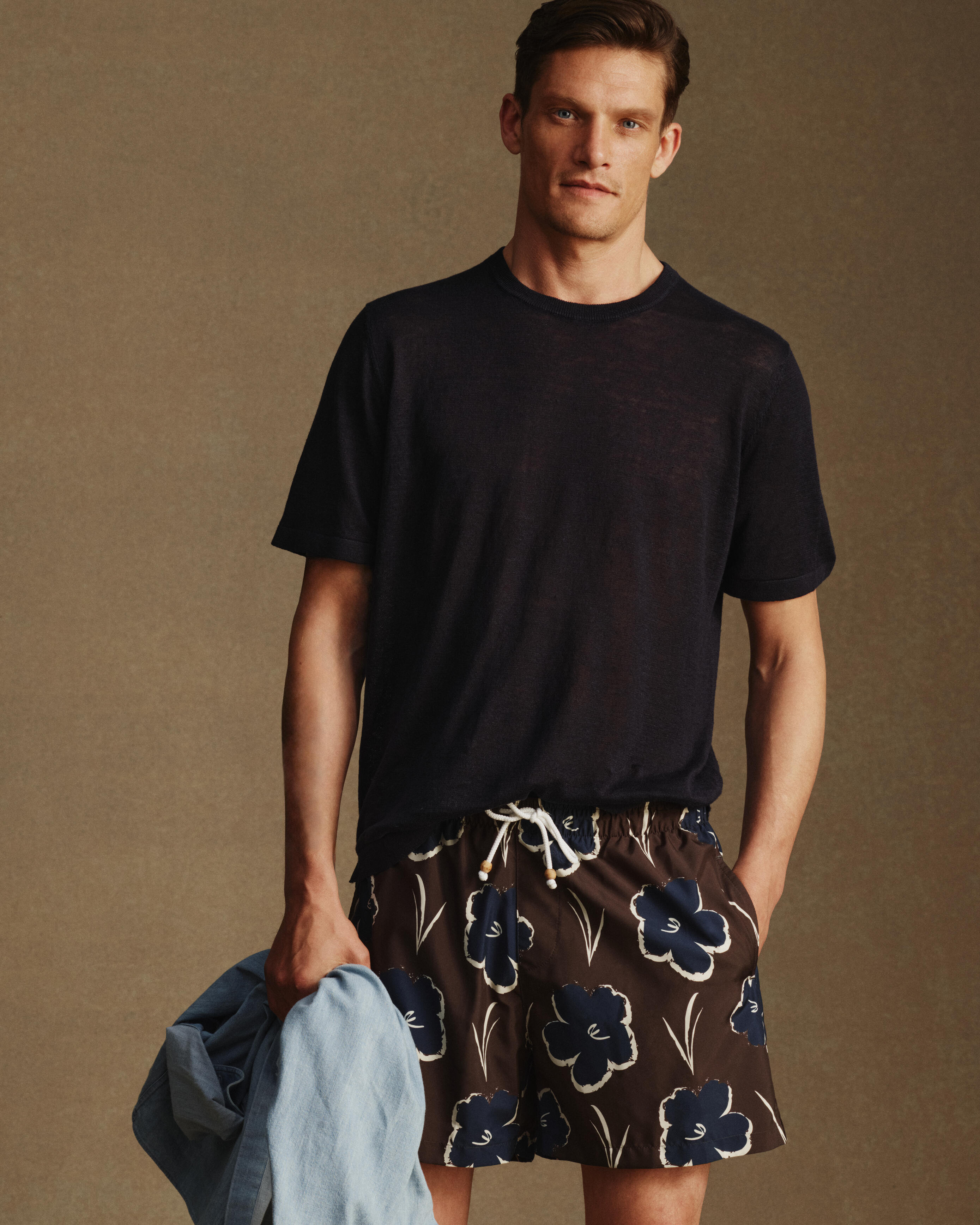 Linen Tee - Navy