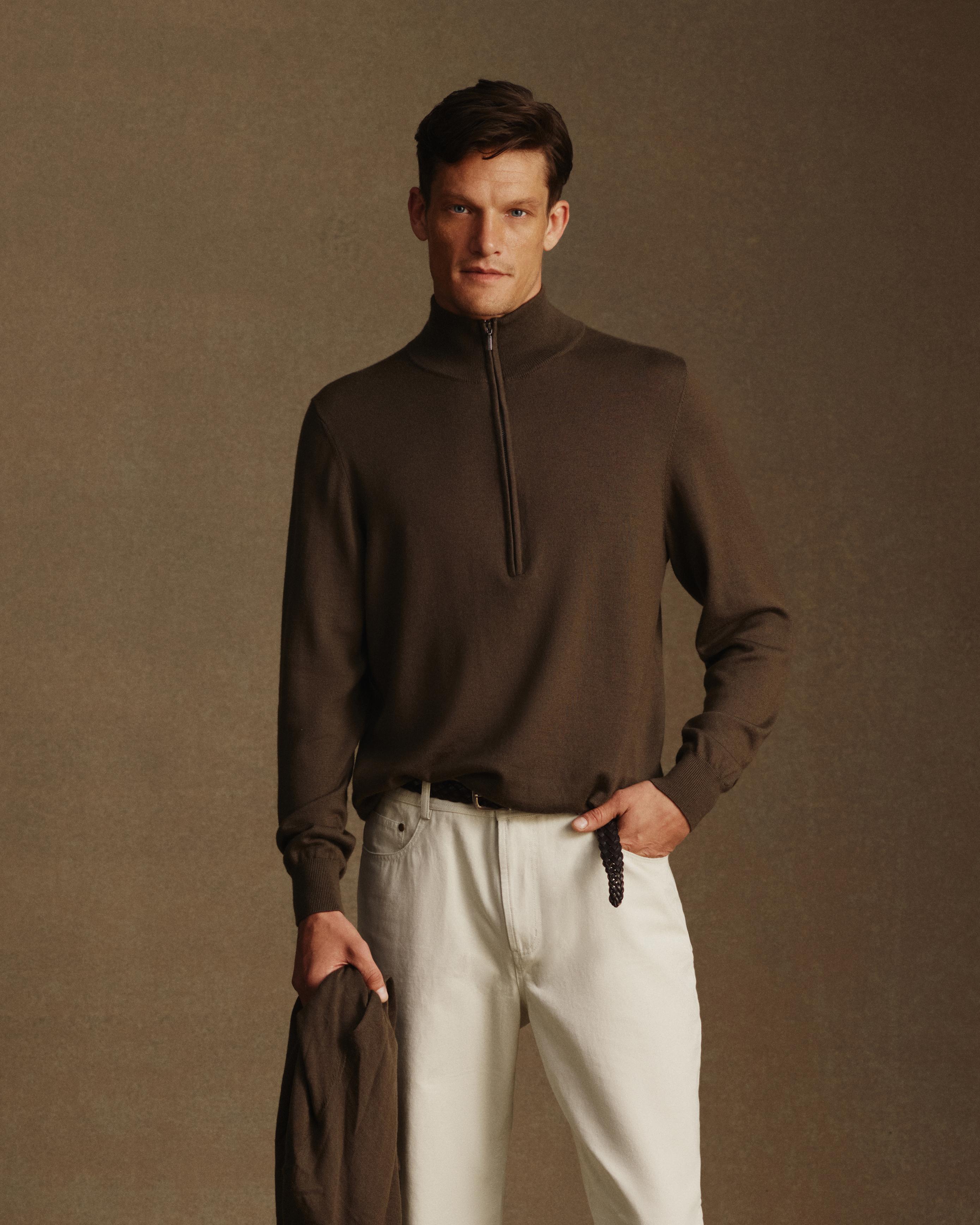 Merino Quarter Zip - Moss